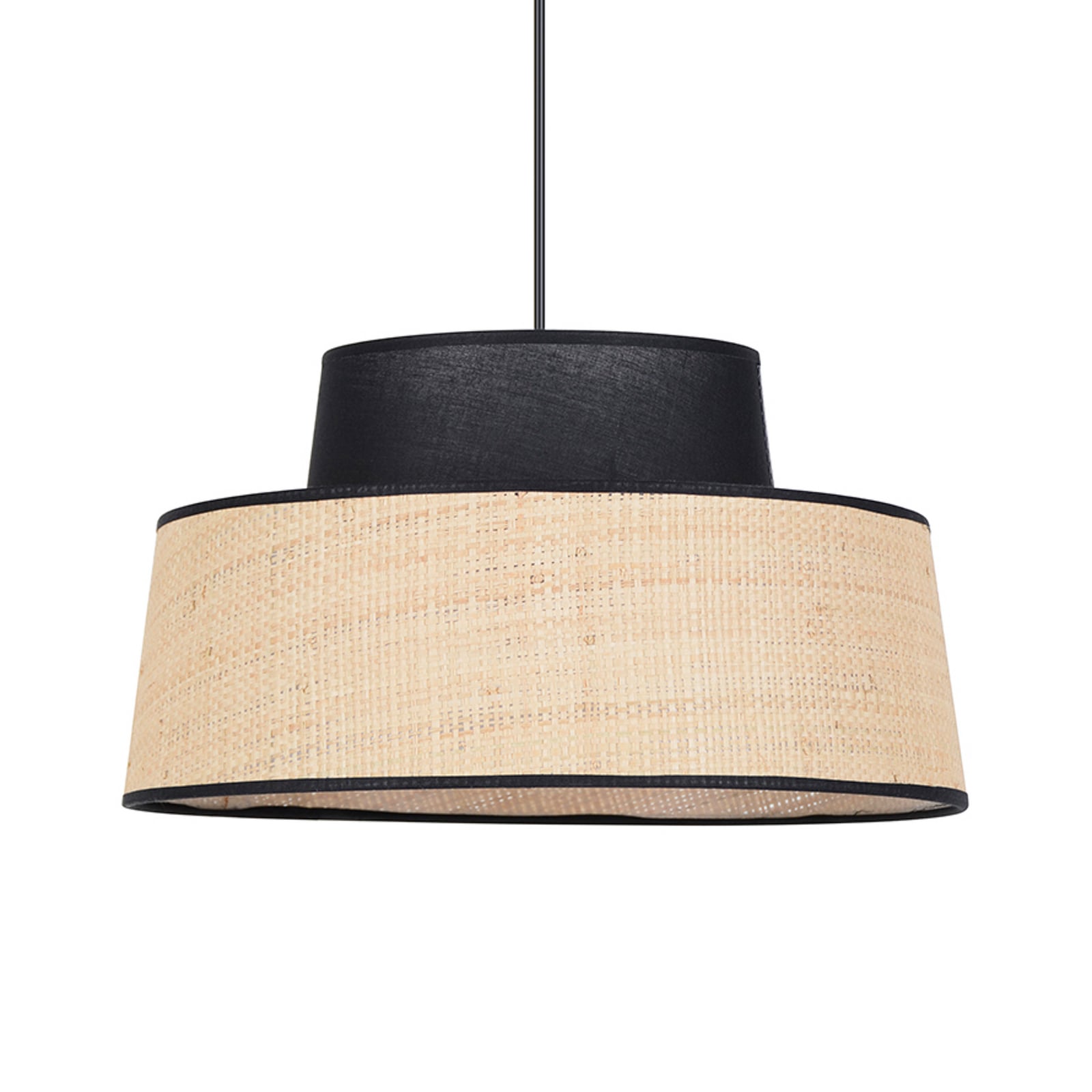 Żyrandol Mallorca, czarna/naturalna, średnica 38 cm, tkanina/liana