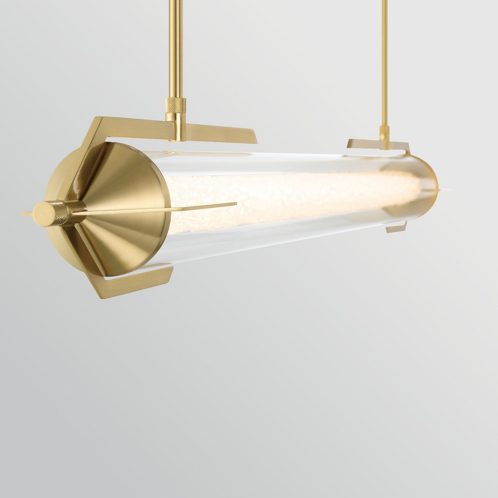 ESPADA LED pendant light, brushed gold, 122 cm, metal/glass