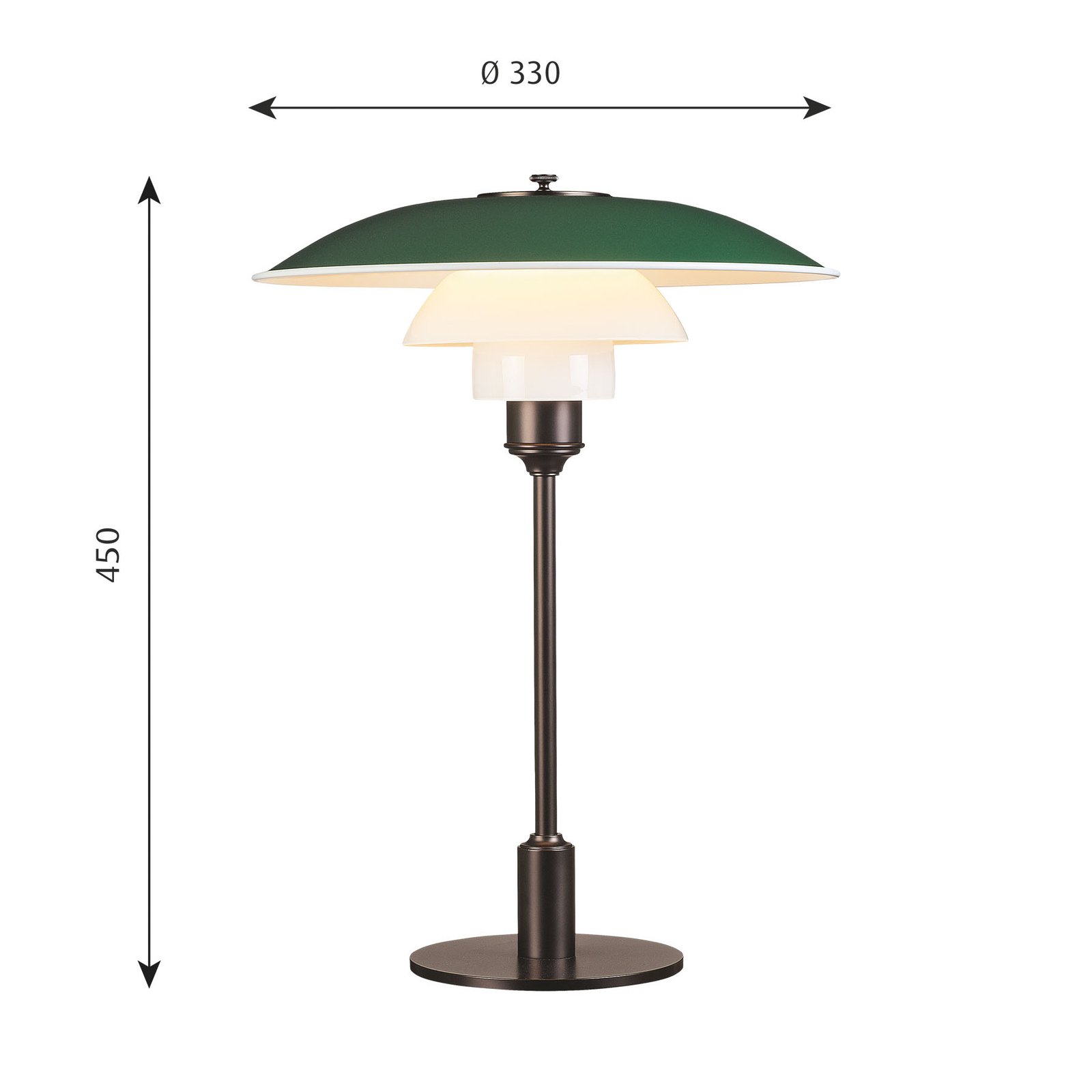 Louis Poulsen PH 3 1/2-2 1/2 lampa stołowa zielona