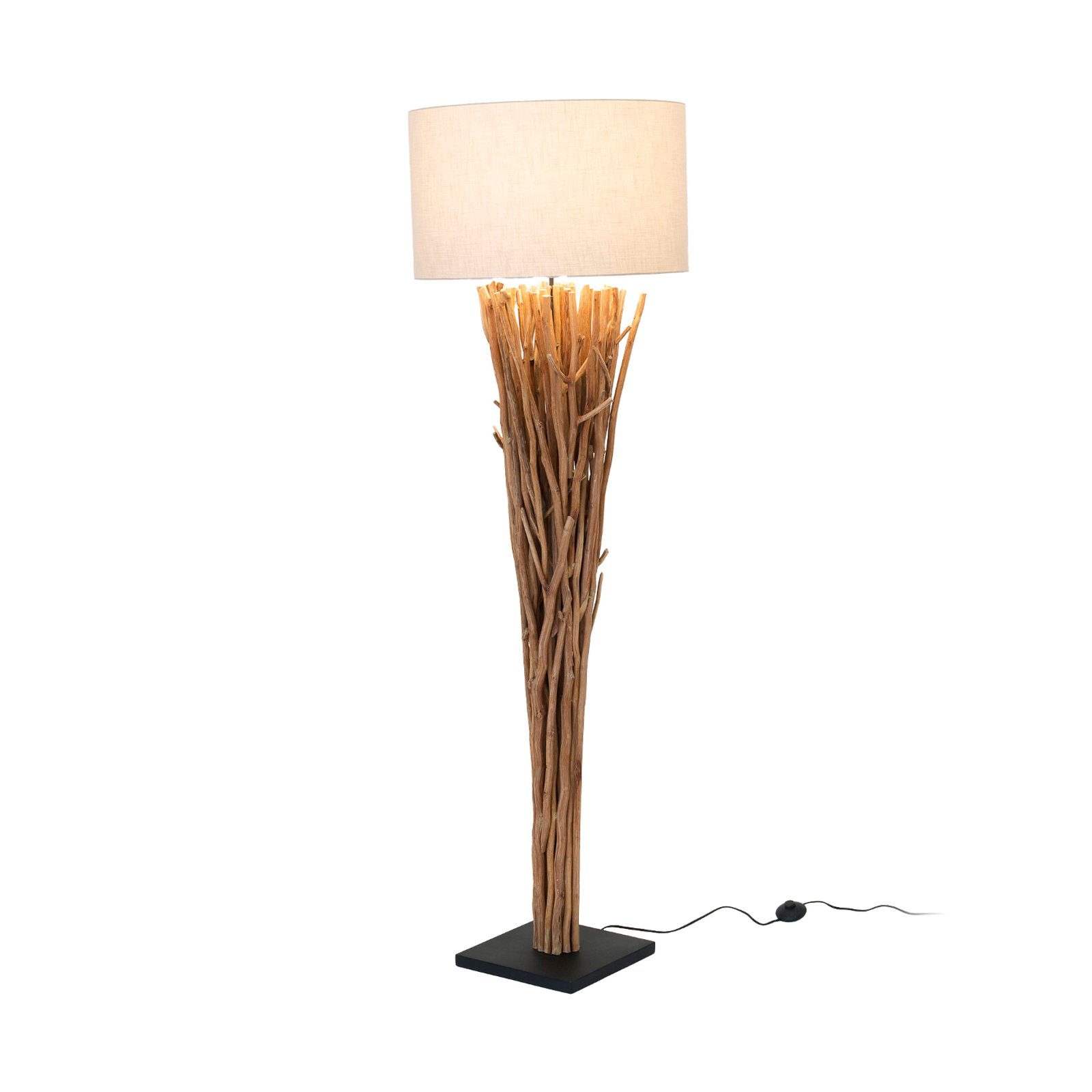 Lampa stojąca Palmaria, kolor drewna/beżowy, wysokość 177 cm, drewno