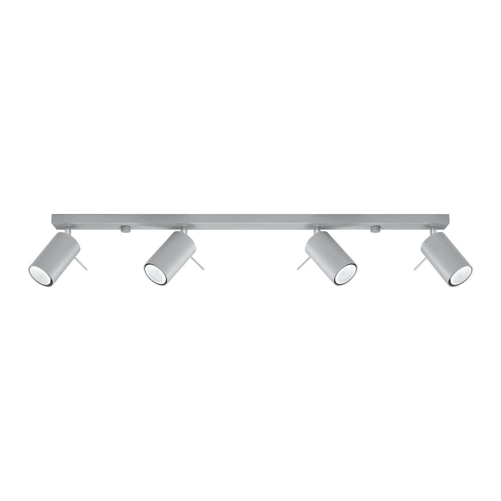 Plafondspot Round, grijs, 4-lamps linear