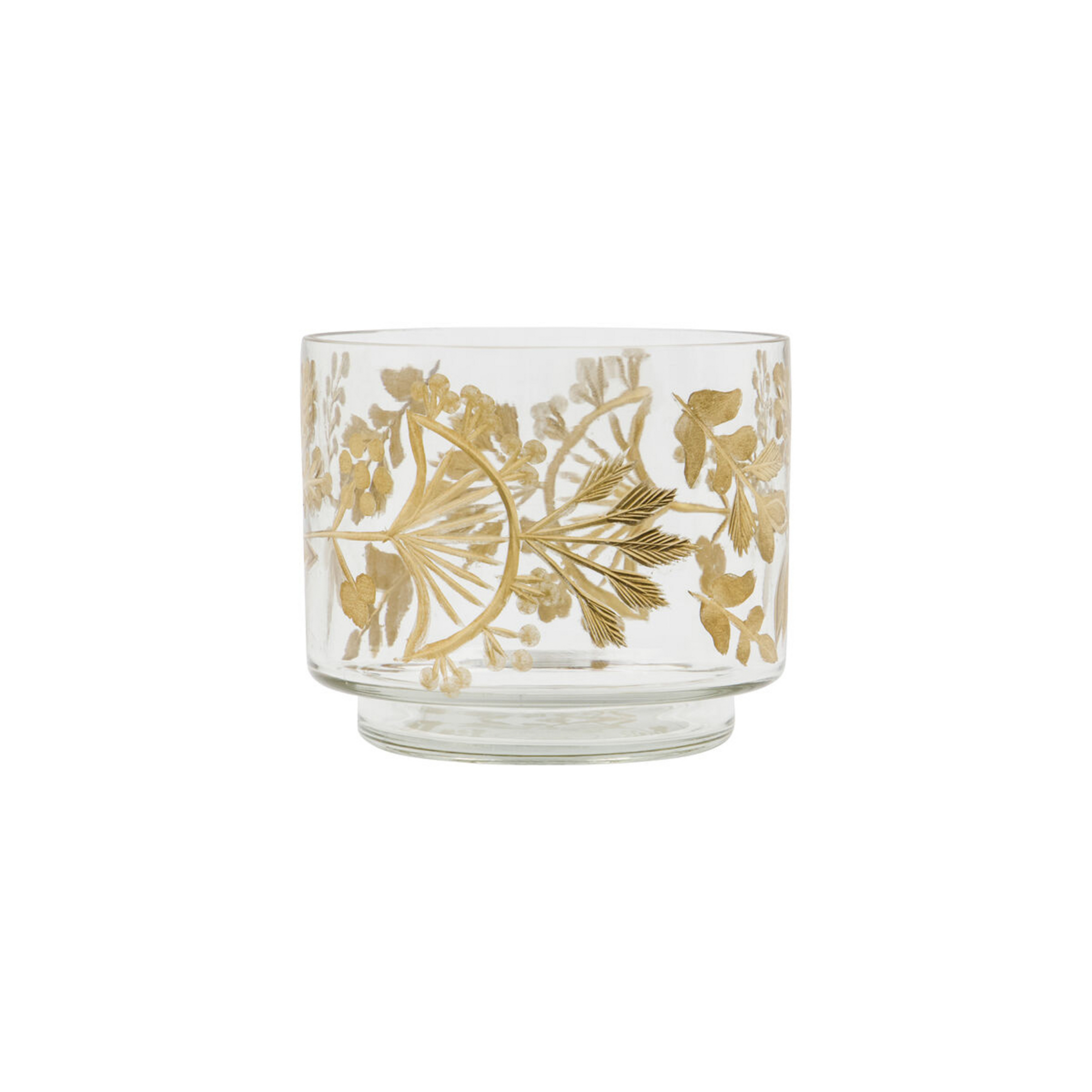 Vind theelichthouder, glas, helder/goud, Ø 9 cm - House Doctor