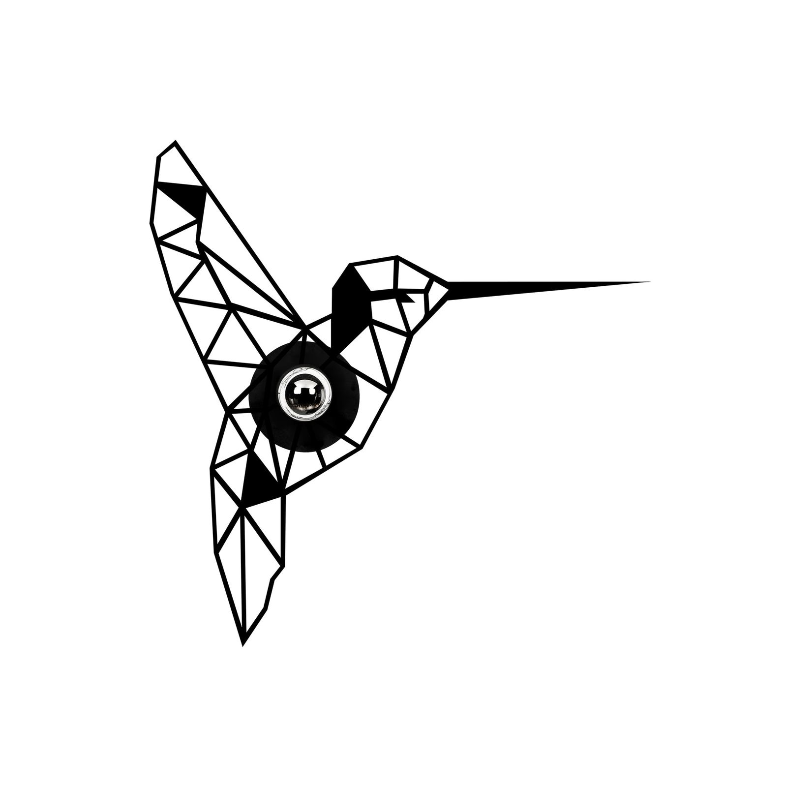 Stenska svetilka W-053 Lasercut, črna ptičja oblika