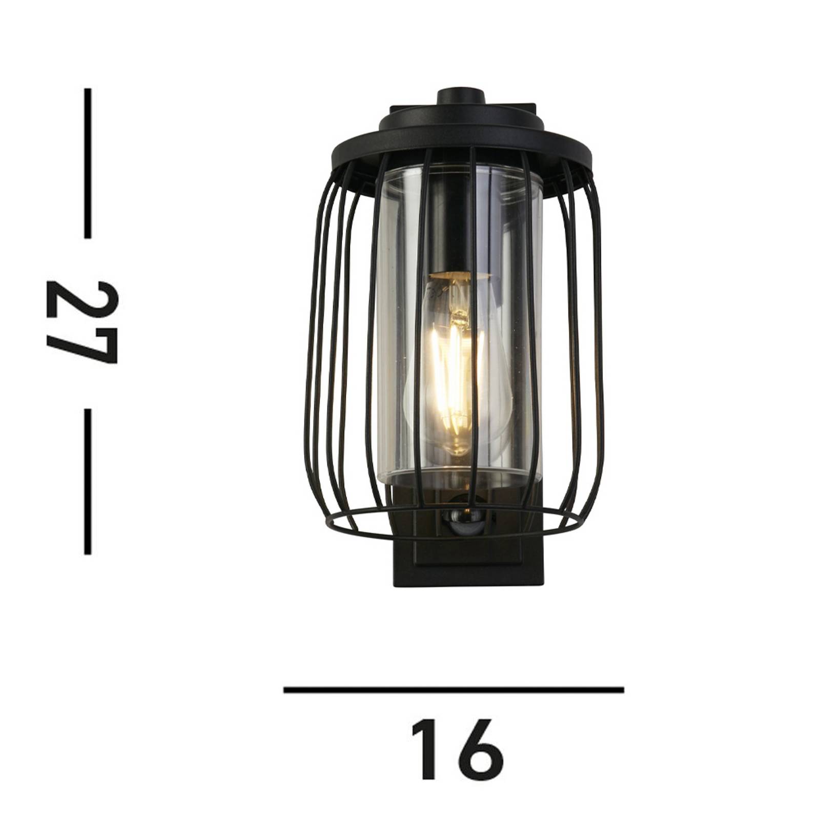 Searchlight Riet buitenwandlamp, IP44, zwart, metaal