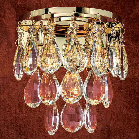 Wandleuchte Helene in Gold mit Kristallbehang