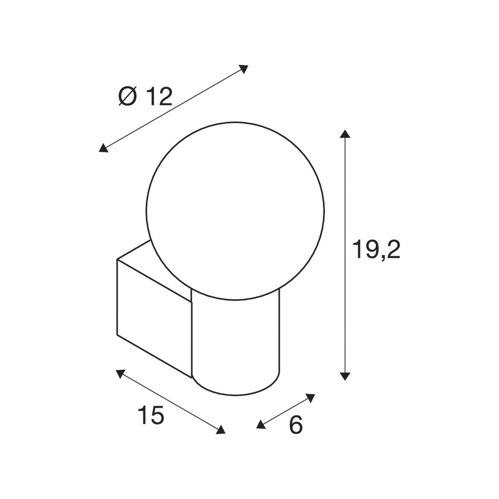 SLV Varyt kinkiet do łazienki, czarny, aluminium, szerokość 12 cm