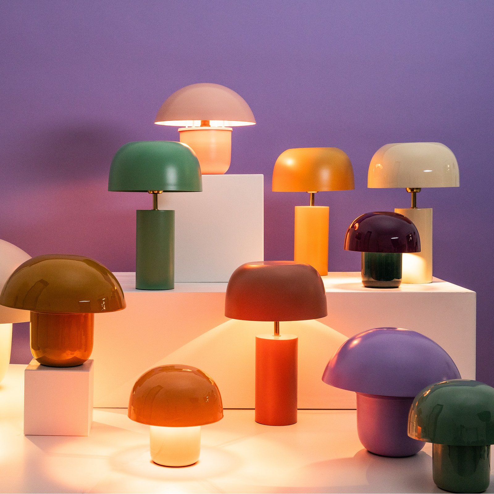 Kare galda lampa Mushroom, oranža, metāls, 20 cm, E14