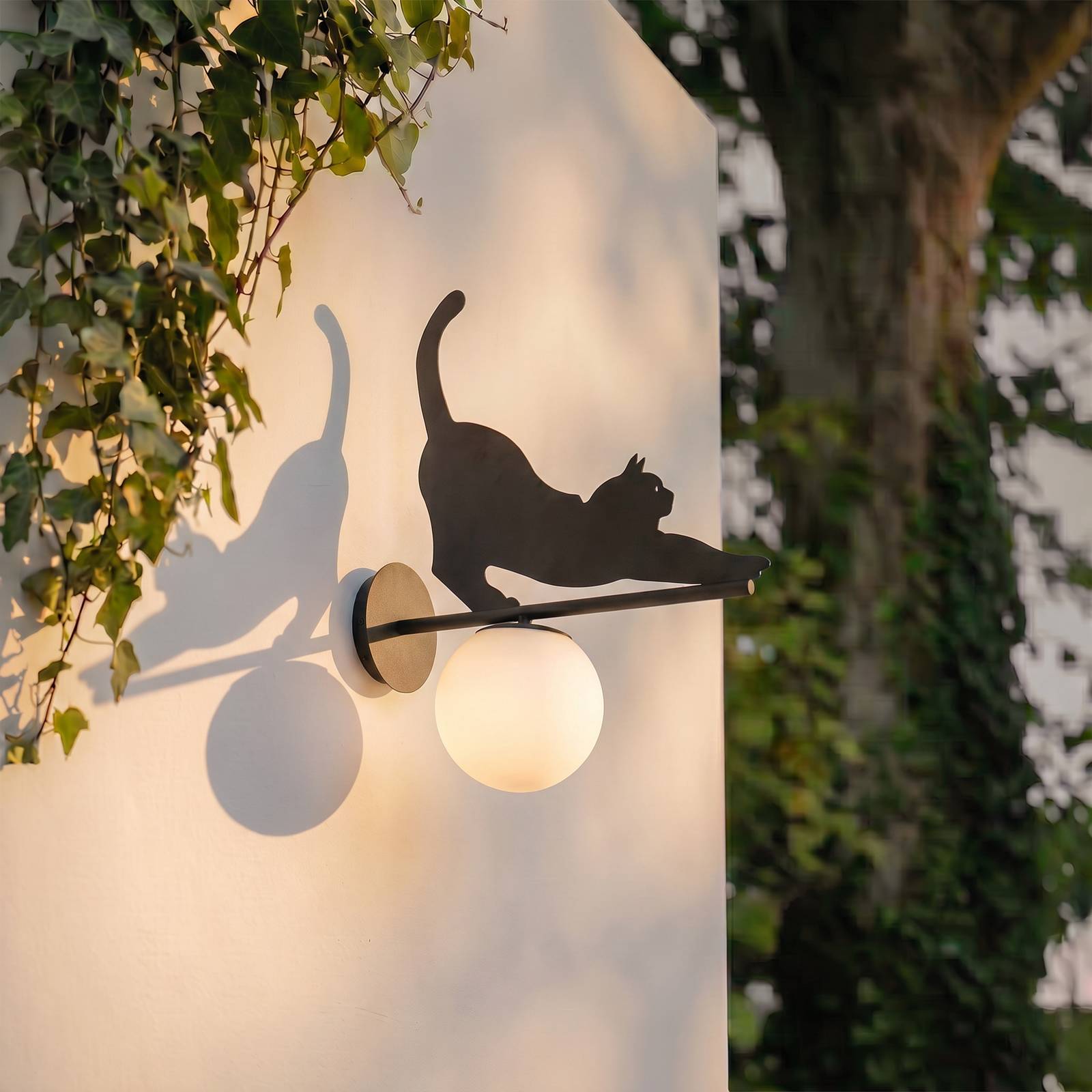 Lindby buitenwandlamp Katti, metaal, zwart, IP44, kat