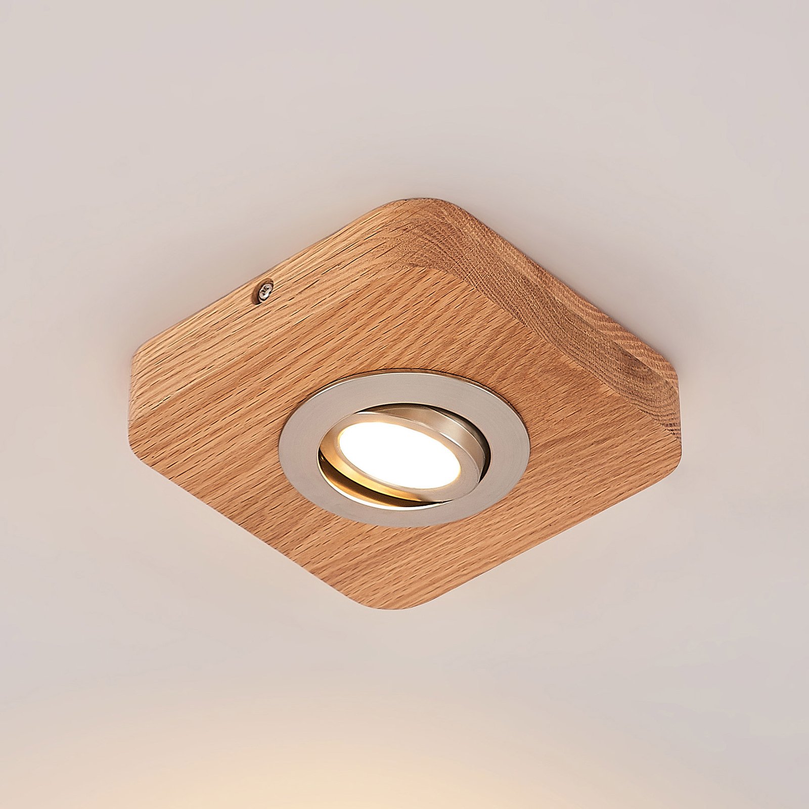 Lindby Mikari lampa sufitowa LED z drewna, 1-pkt.