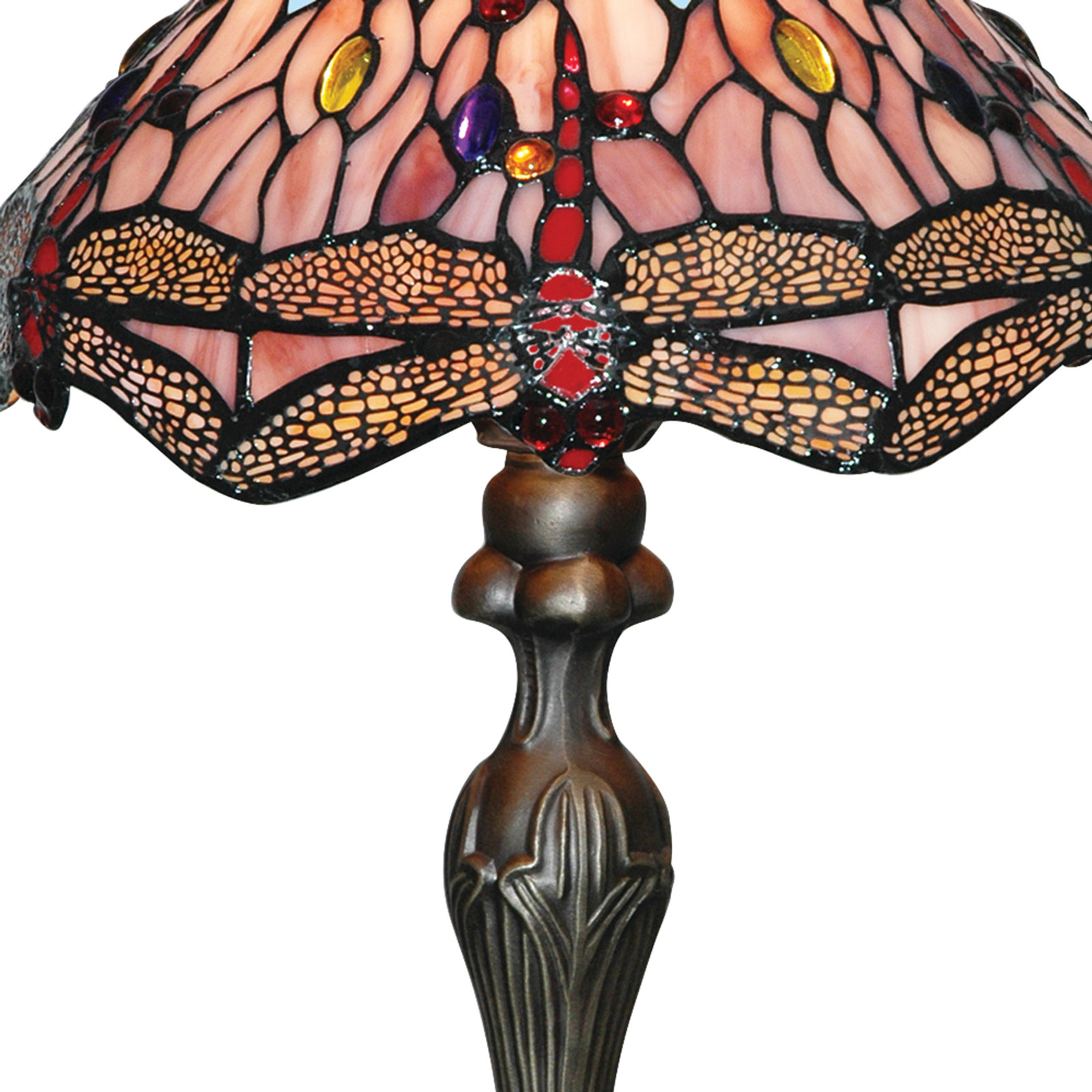 Czarująca lampa stołowa w stylu Tiffany DRAGONFLY
