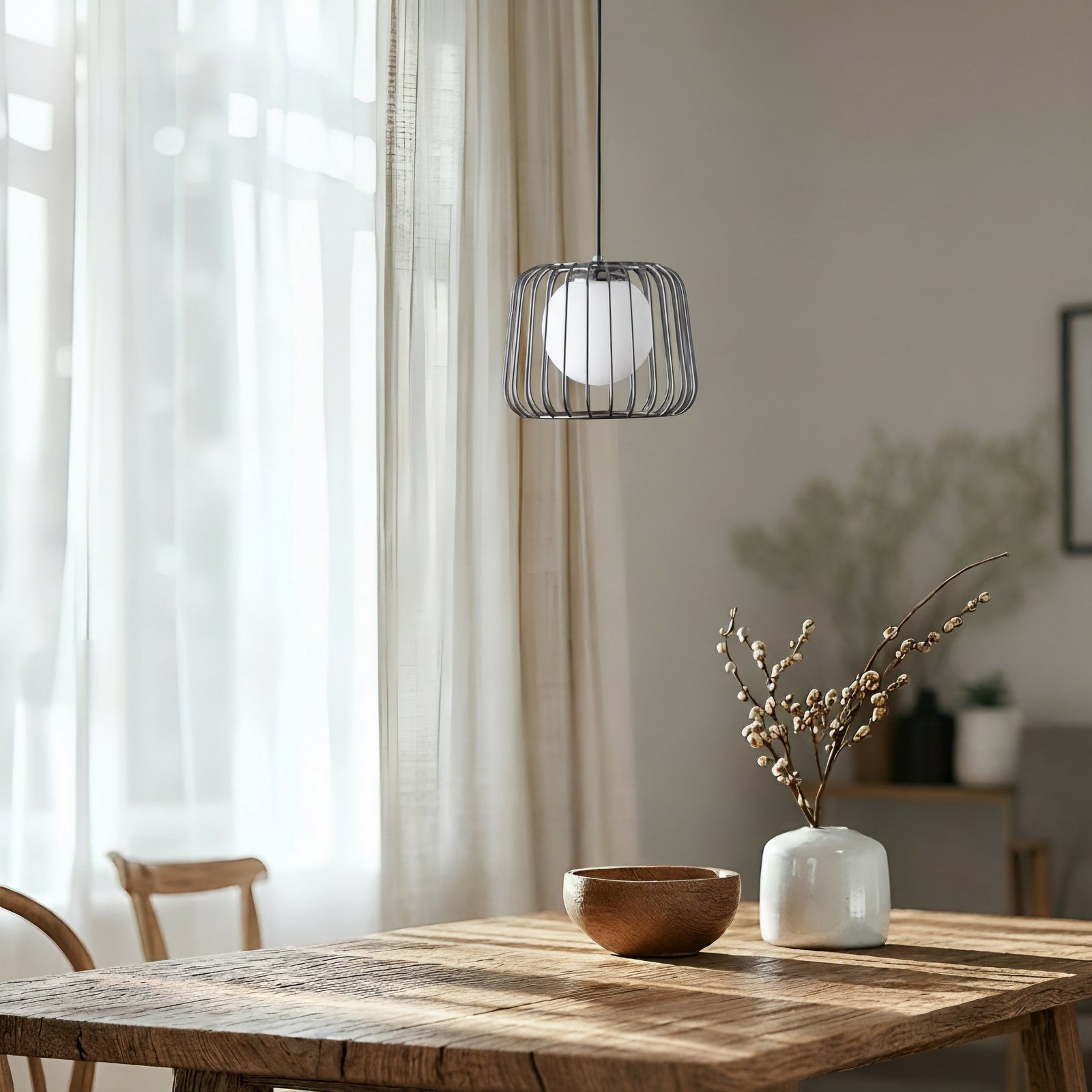 Κρεμαστό φωτιστικό Ladore Ø 27 cm, μαύρο-χρώμιο