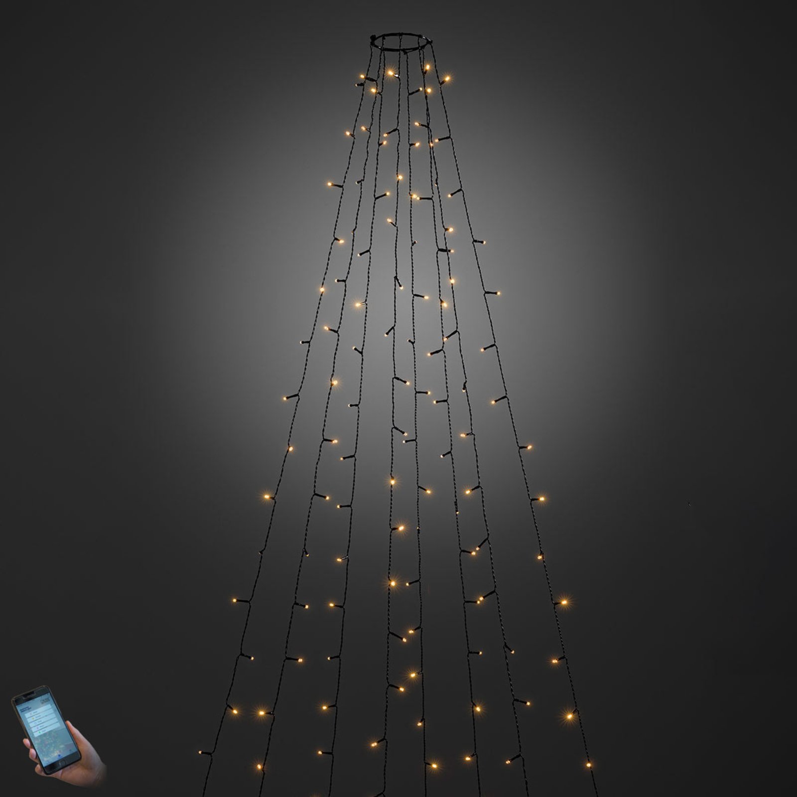 App styret LED trælyskæde udendørs 240 lyskilder