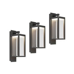 Lucande Aplique LED para exterior Ferdinand, set de 3, gris, 38 cm