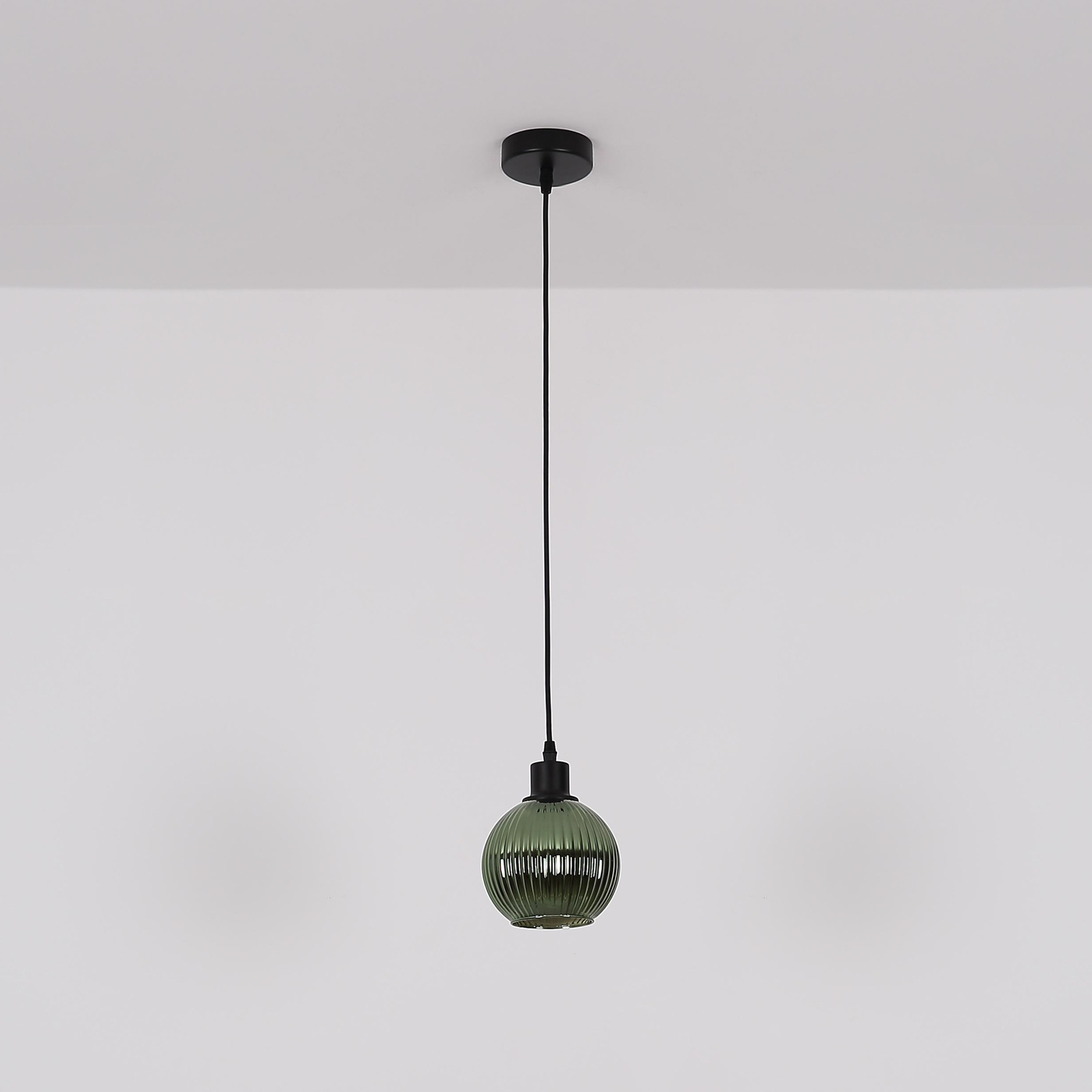 Zumba pendant light, petrol, Ø 15 cm, glass