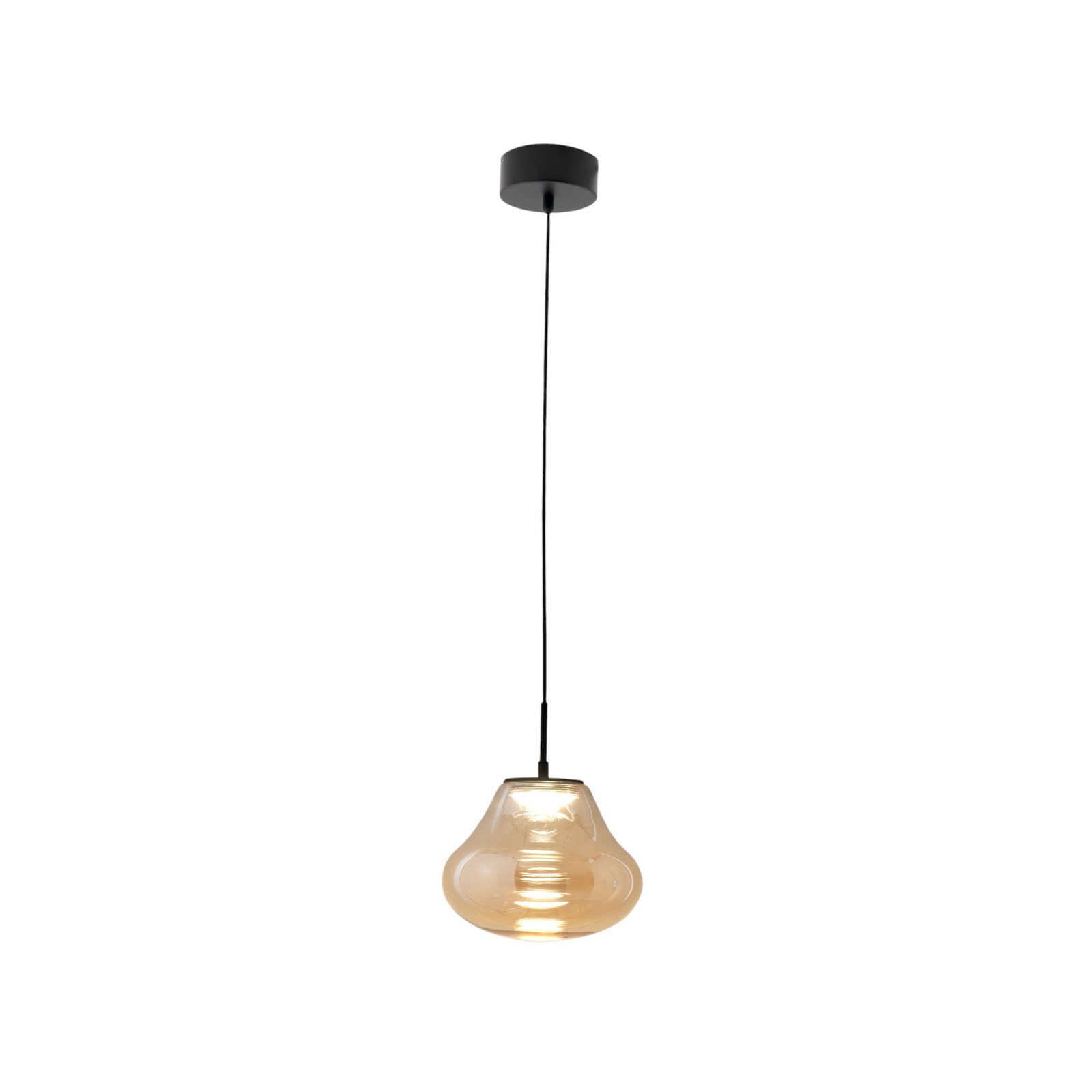 LED pendant light Deva, amber, glass, Ø 25 cm, CCT, dimmable