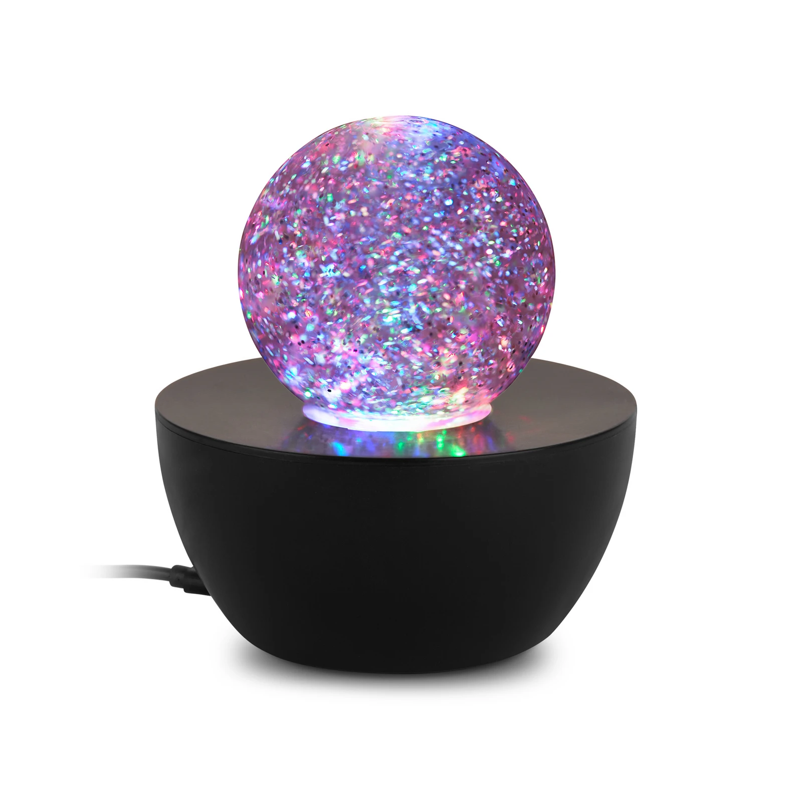Lampa stołowa LED „Glitter”, czarna/przezroczysta, RGB, średnica 12 cm
