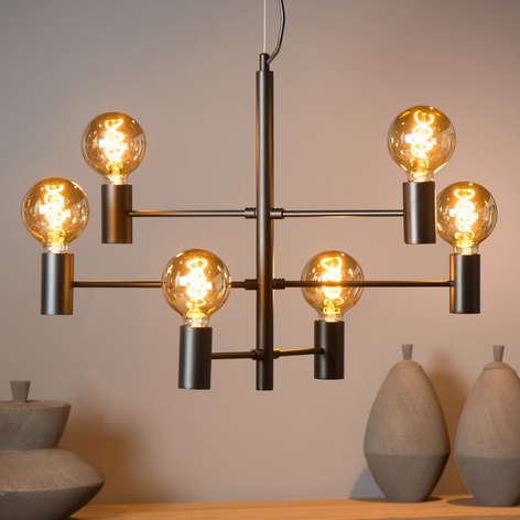 Hanglamp Leanne, zwart, 6-lamps