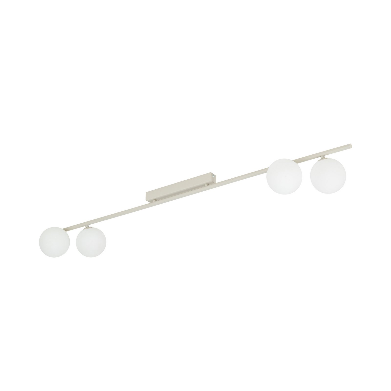 Plafonnier Imelo, crème, à 4 lampes, verre, longueur 140 cm