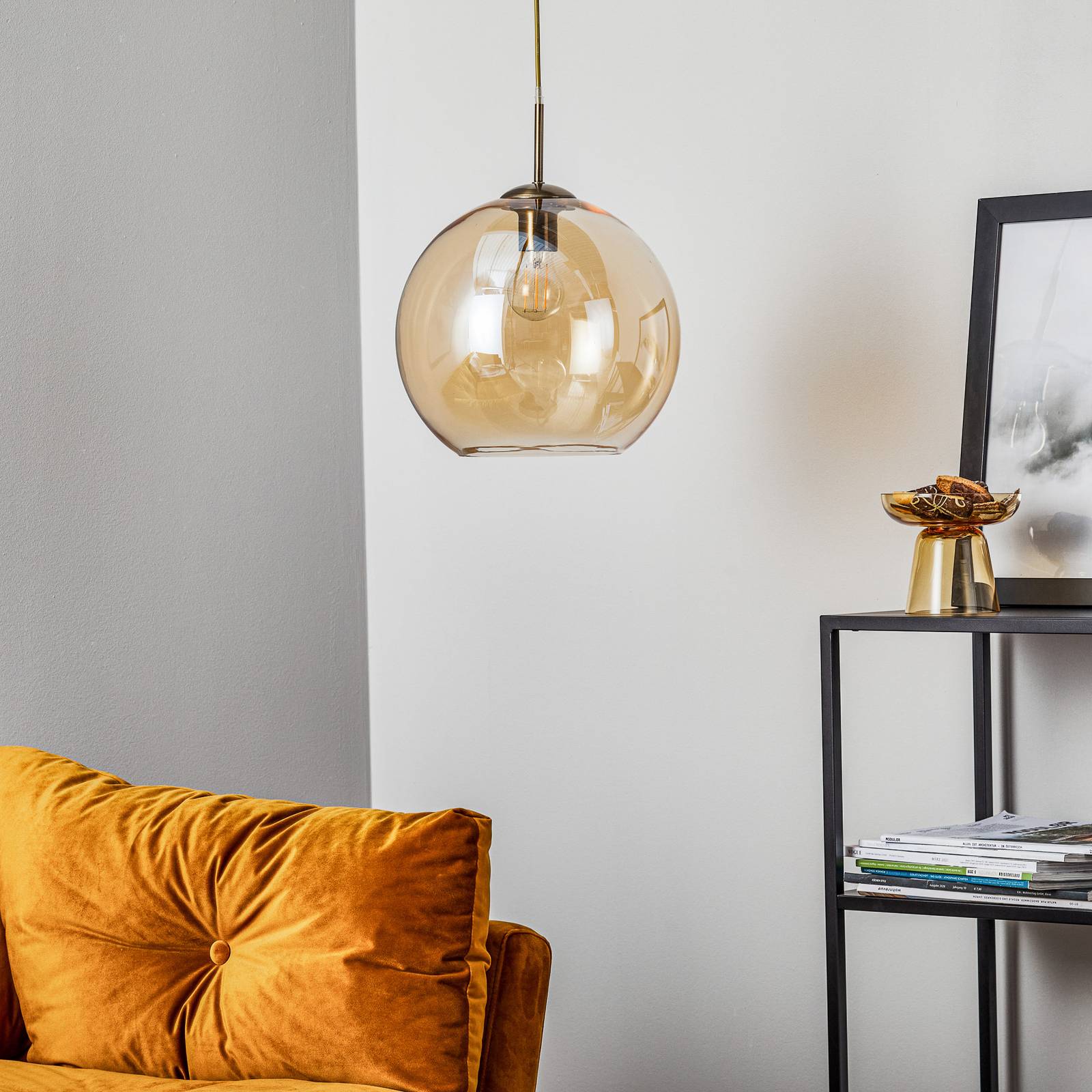 Lampa wisząca Balls z kulą kolor bursztynu 30cm