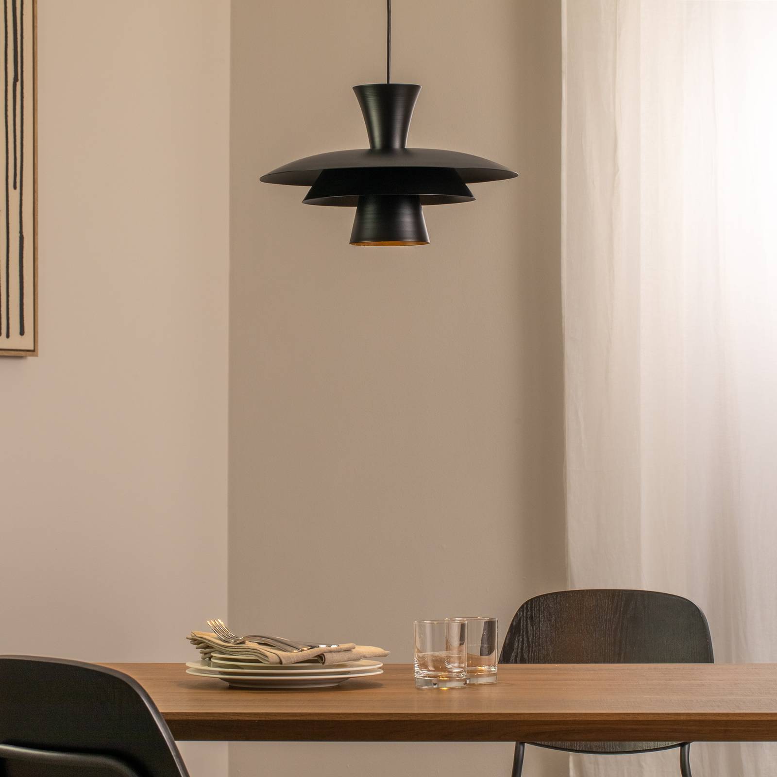 Hängeleuchte Plato, schwarz, Metall, Ø 38 cm, E27 günstig online kaufen
