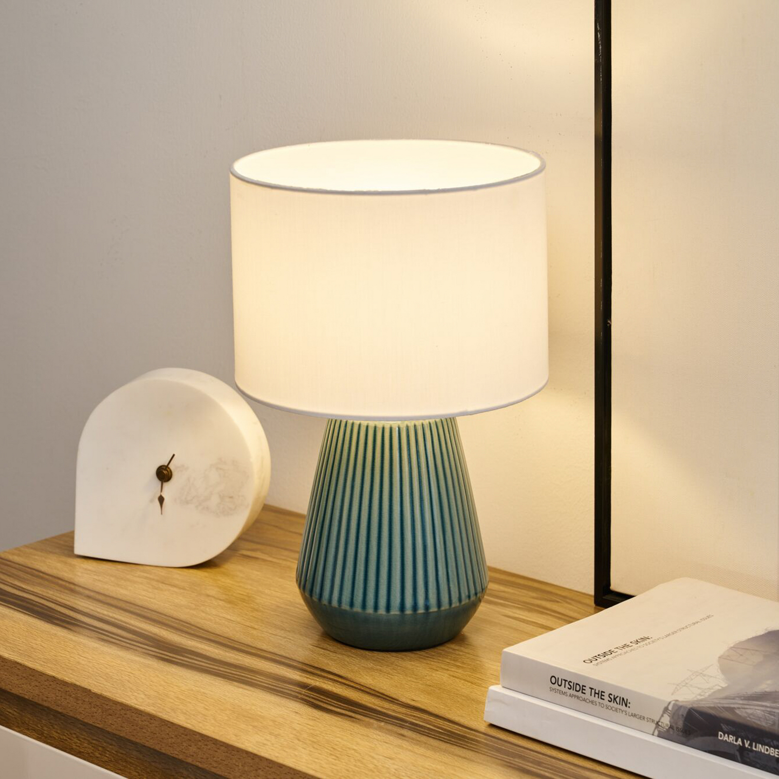 Pauleen-pöytälamppu LOVE IT CLASSY, valkoinen/vihreä, korkeus 36 cm