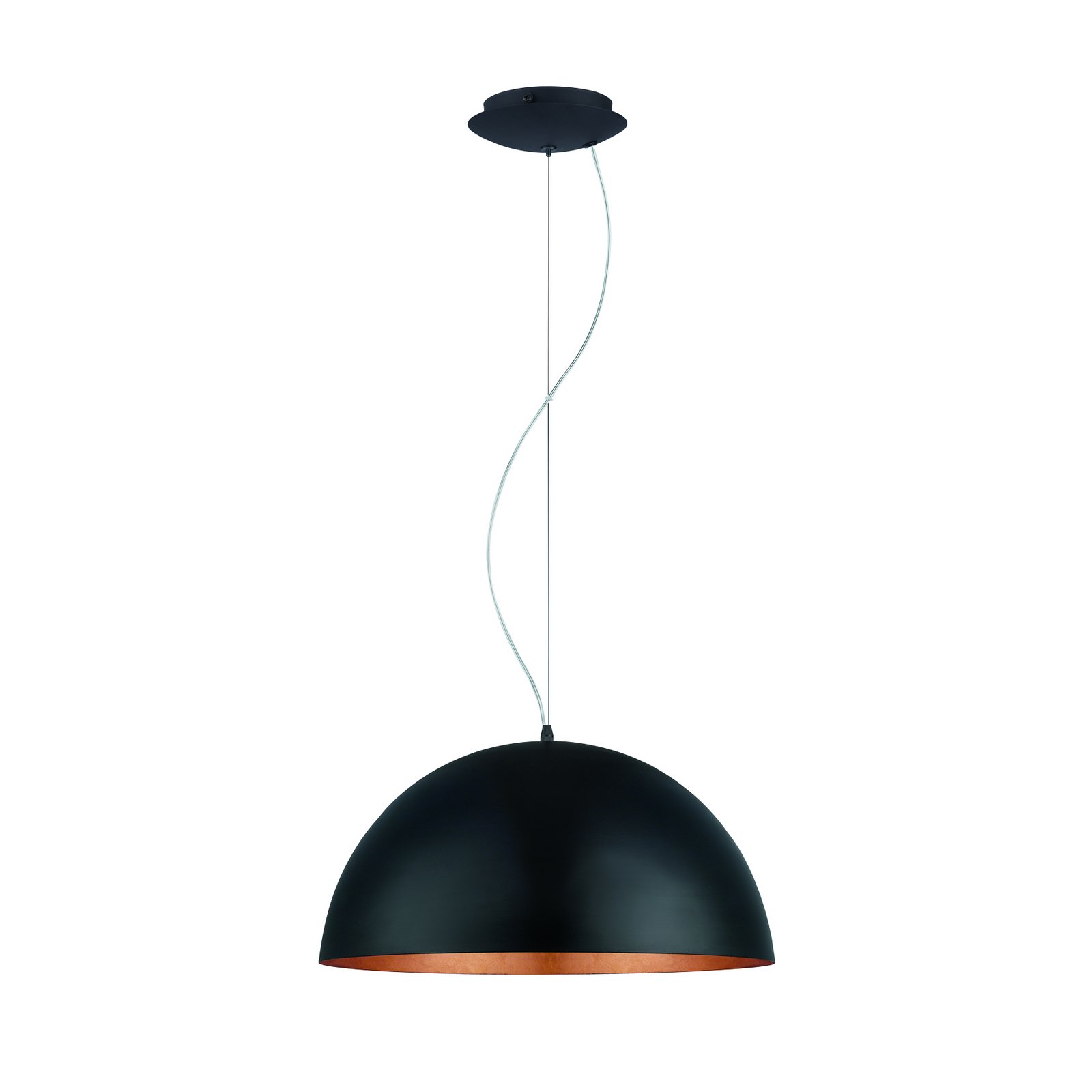 Gaetano 1 lampă suspendată, Ø 53 cm, negru/coper, oțel