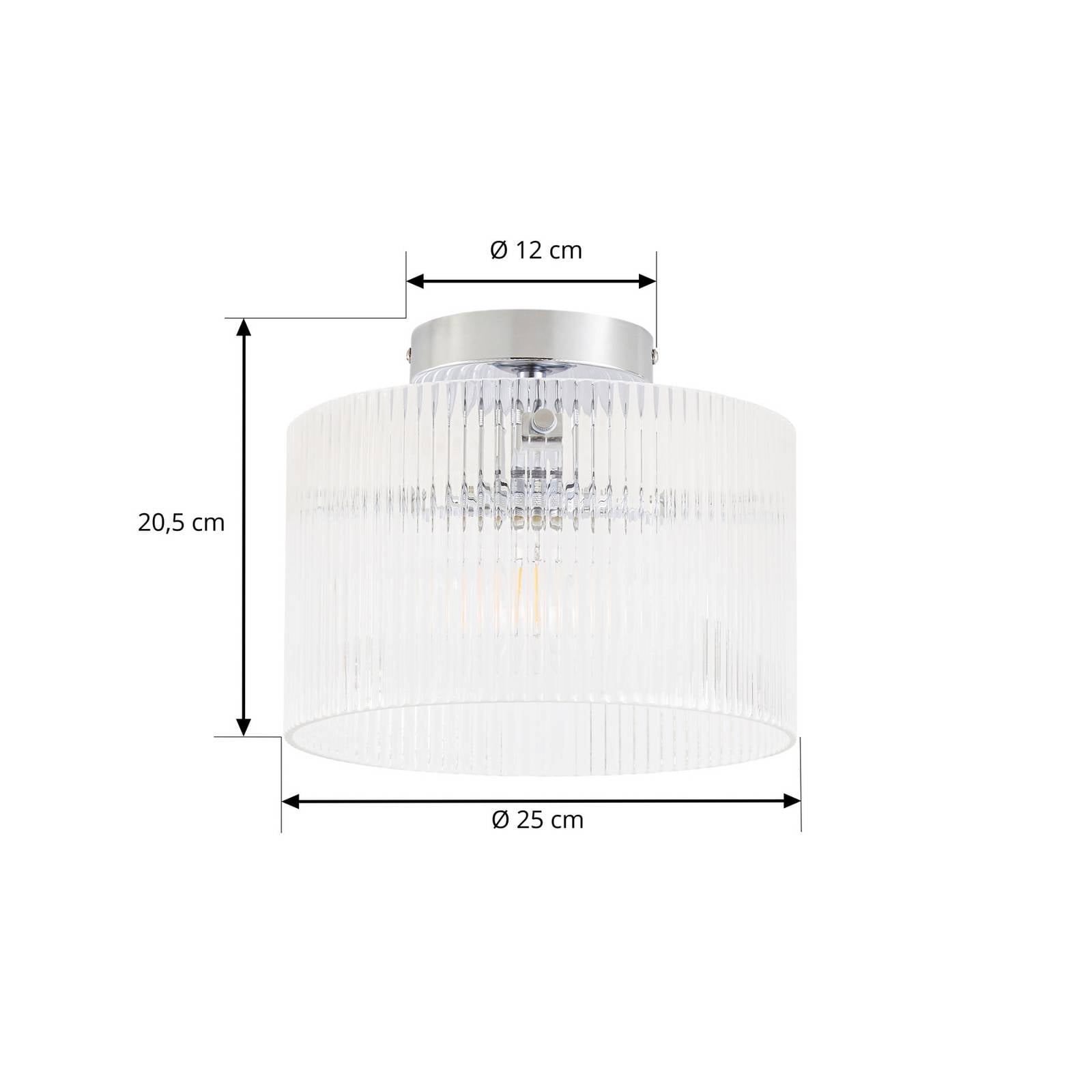 Lampa sufitowa Lucande Meritt, chrom/przezroczysta, Ø 25 cm, szkło