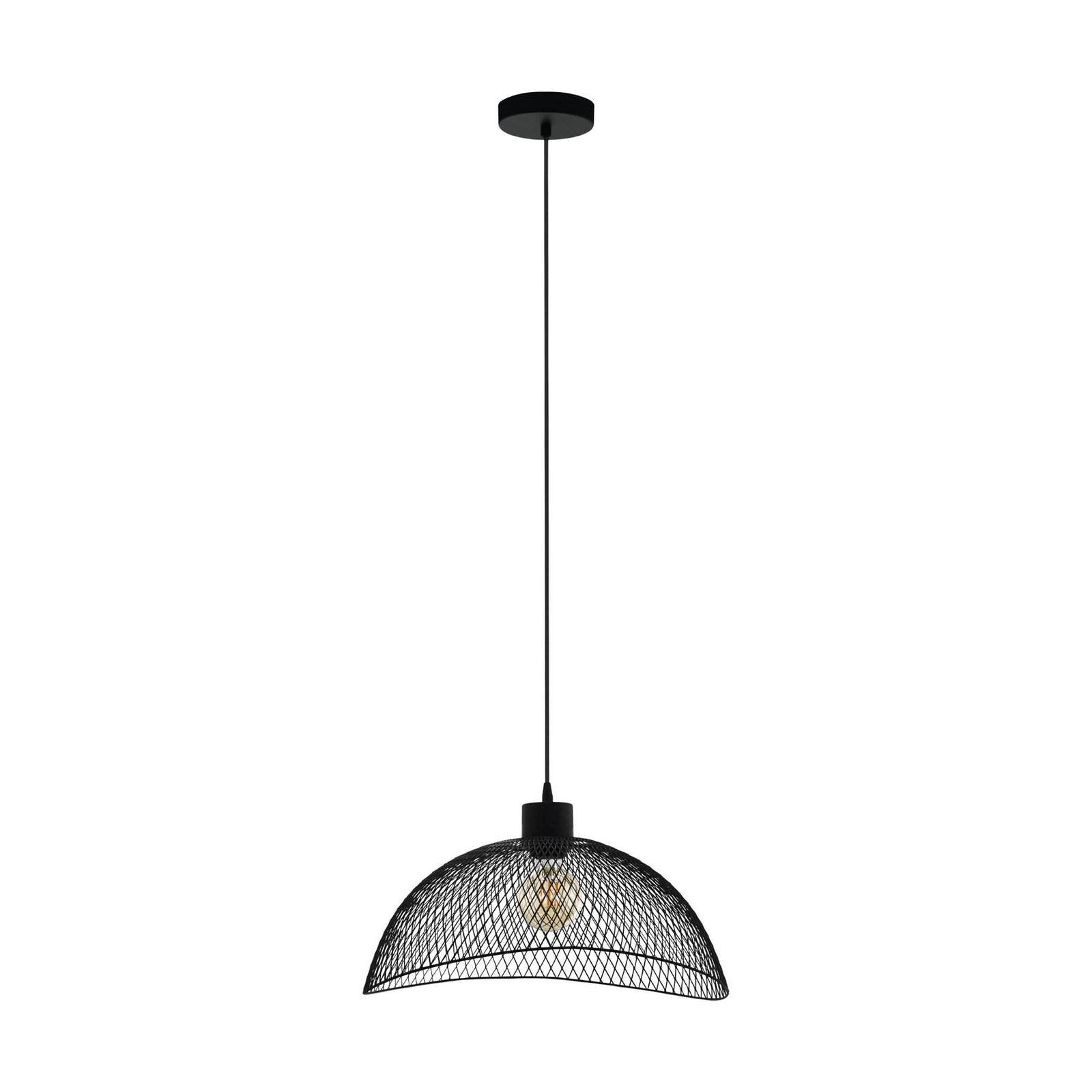Lampada a sospensione Pompeya, lunghezza 45 cm, nero, acciaio