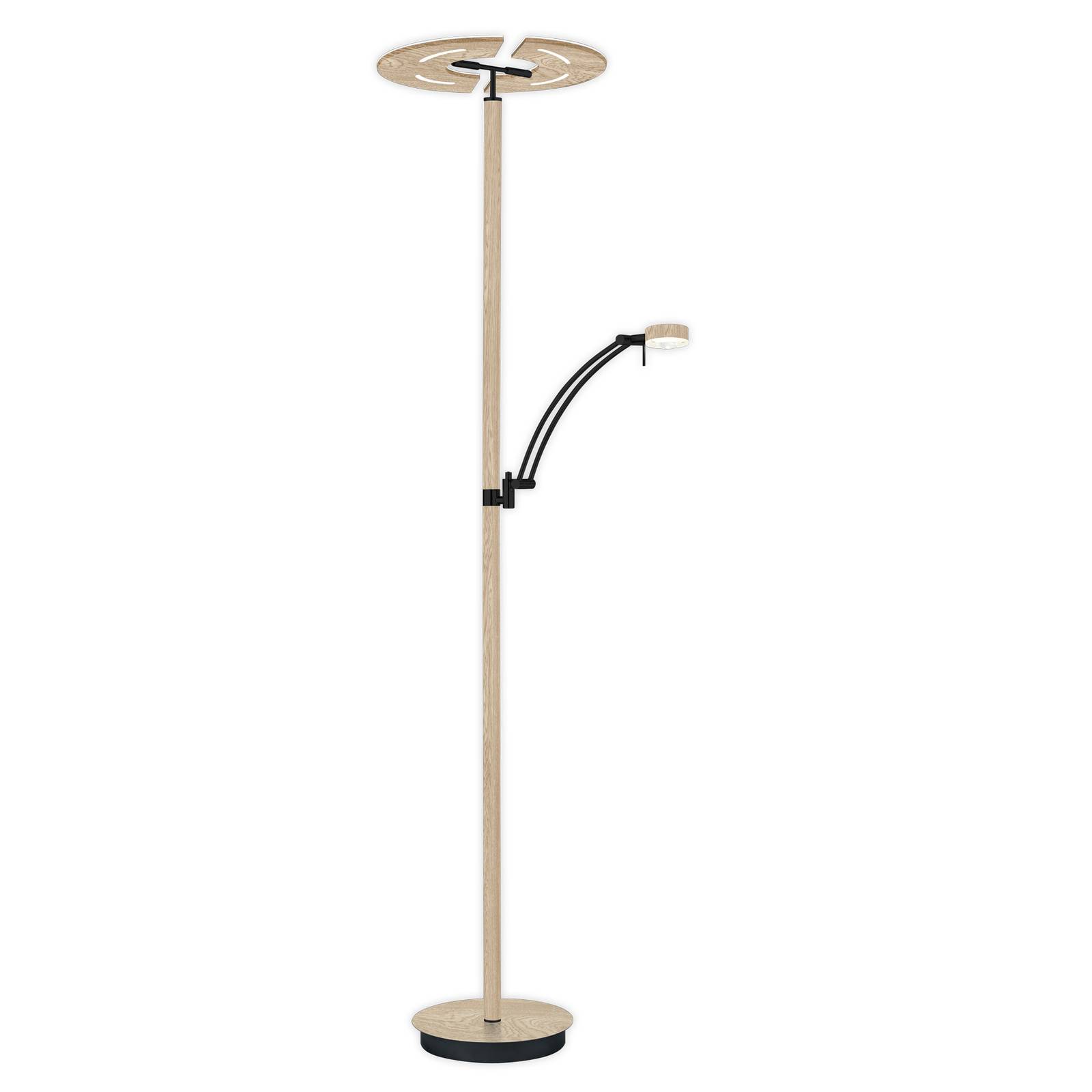 Lampadaire LED Cleo en fer en aspect bois