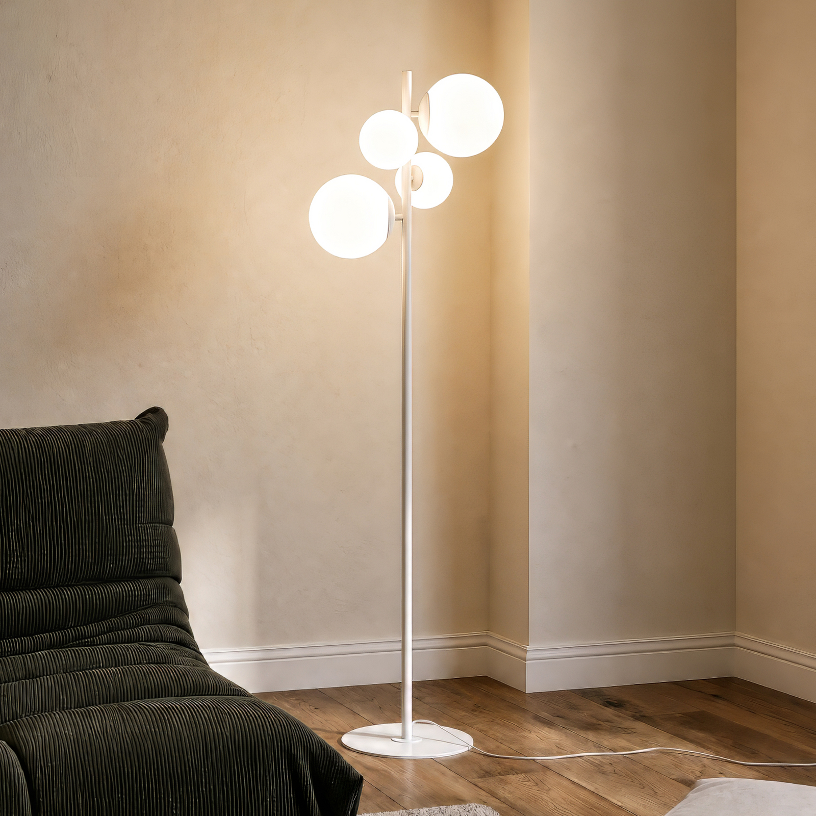Dione Stehleuchte, weiß, 4-flammig - ALDEX