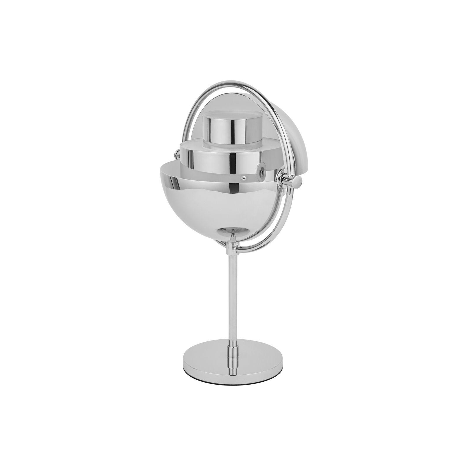 Nabíjateľná stolová lampa GUBI Multi-Lite, výška 30 cm, chróm/chróm