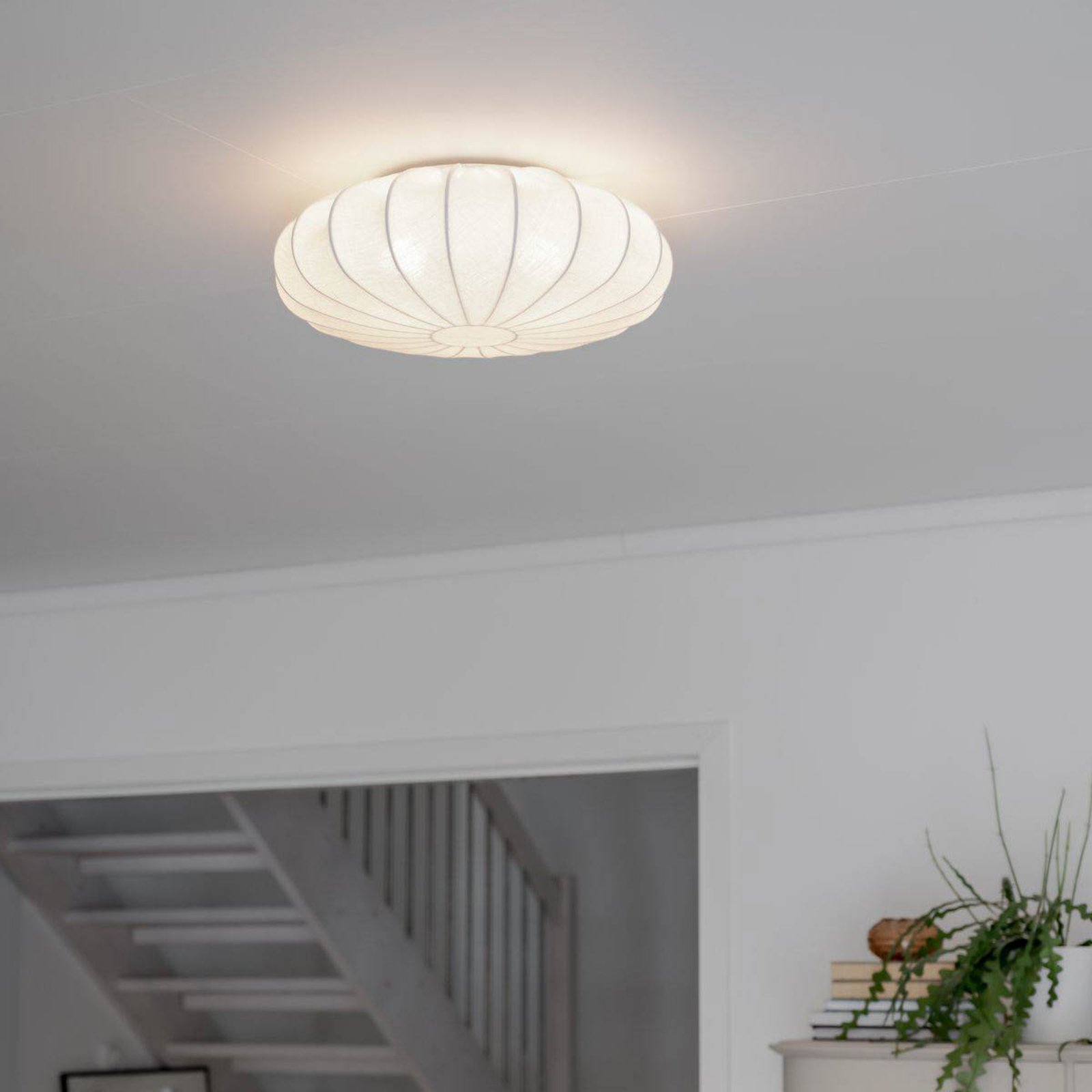 PR Home kattovalaisin Plafond, pellavatekstiili, Ø 42 cm, valkoinen