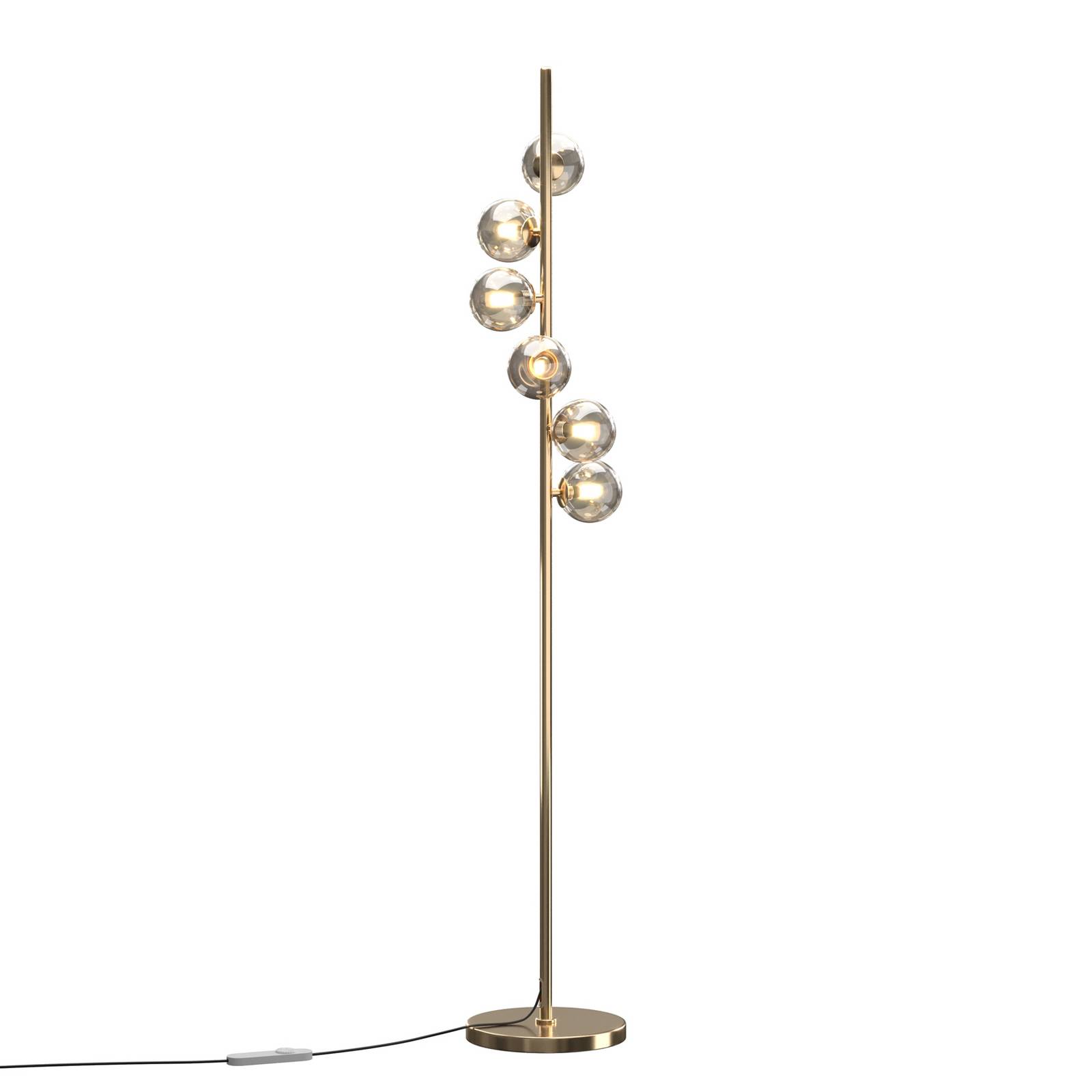 Stehlampe Dallas, gold/braun, Höhe 150 cm, 6-flammig, Dimmer