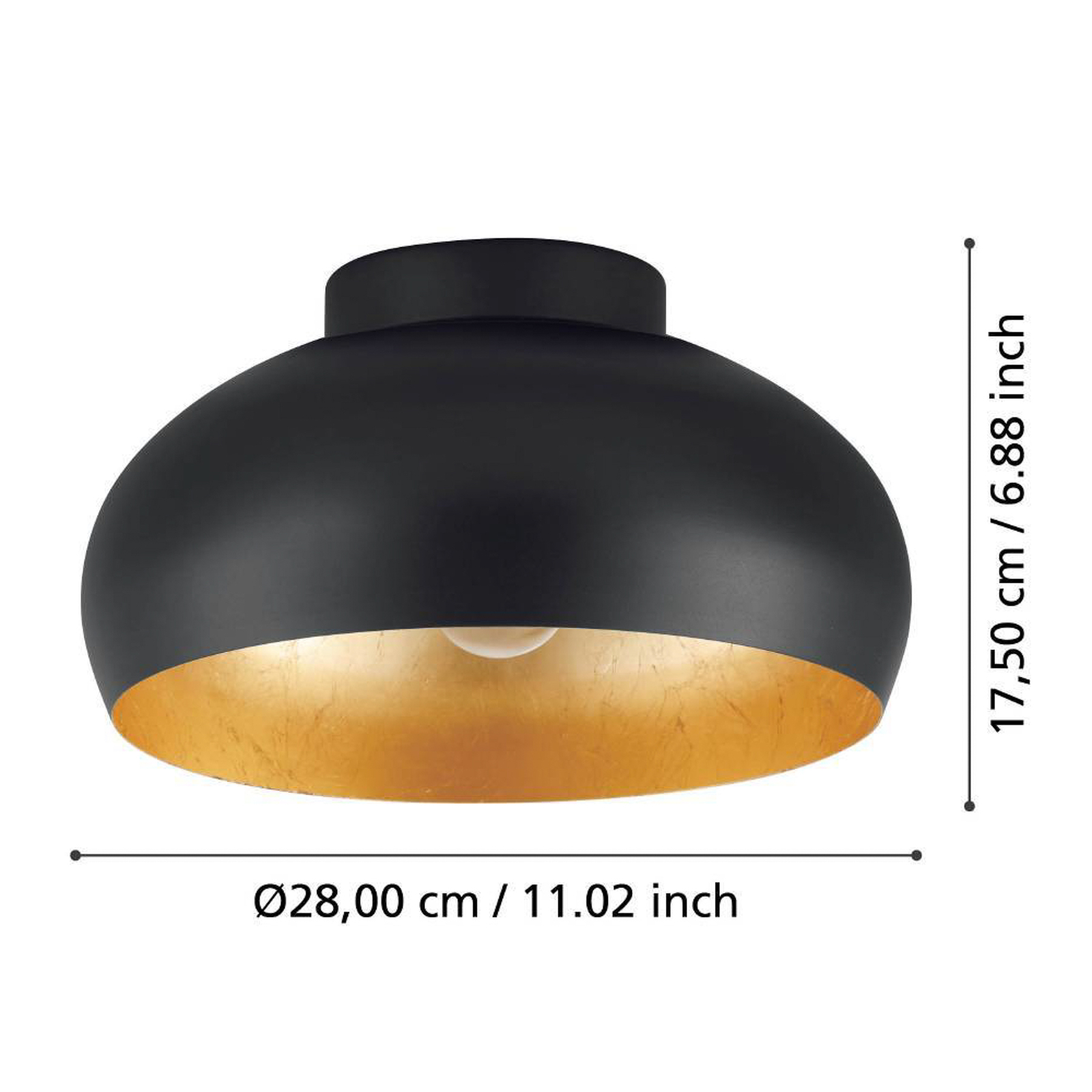 EGLO Mogano 2 plafondlamp, Ø28cm, zwart/goud