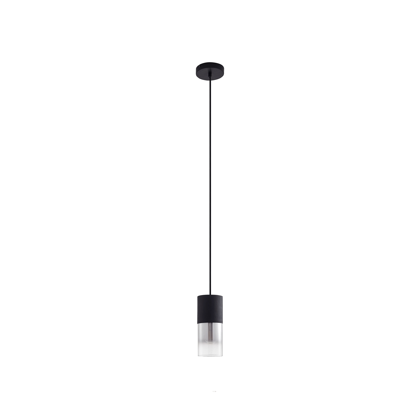 Lindby lampă suspendată Svante, 1 bec, negru, sticlă, Ø 10cm