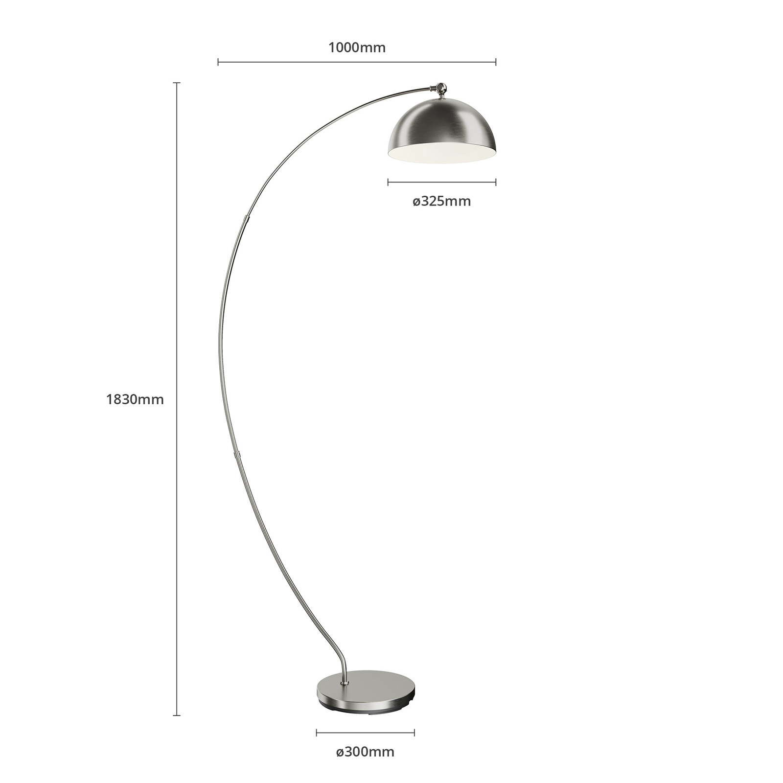 Lindby Zara LED-booglamp met voetdimmer