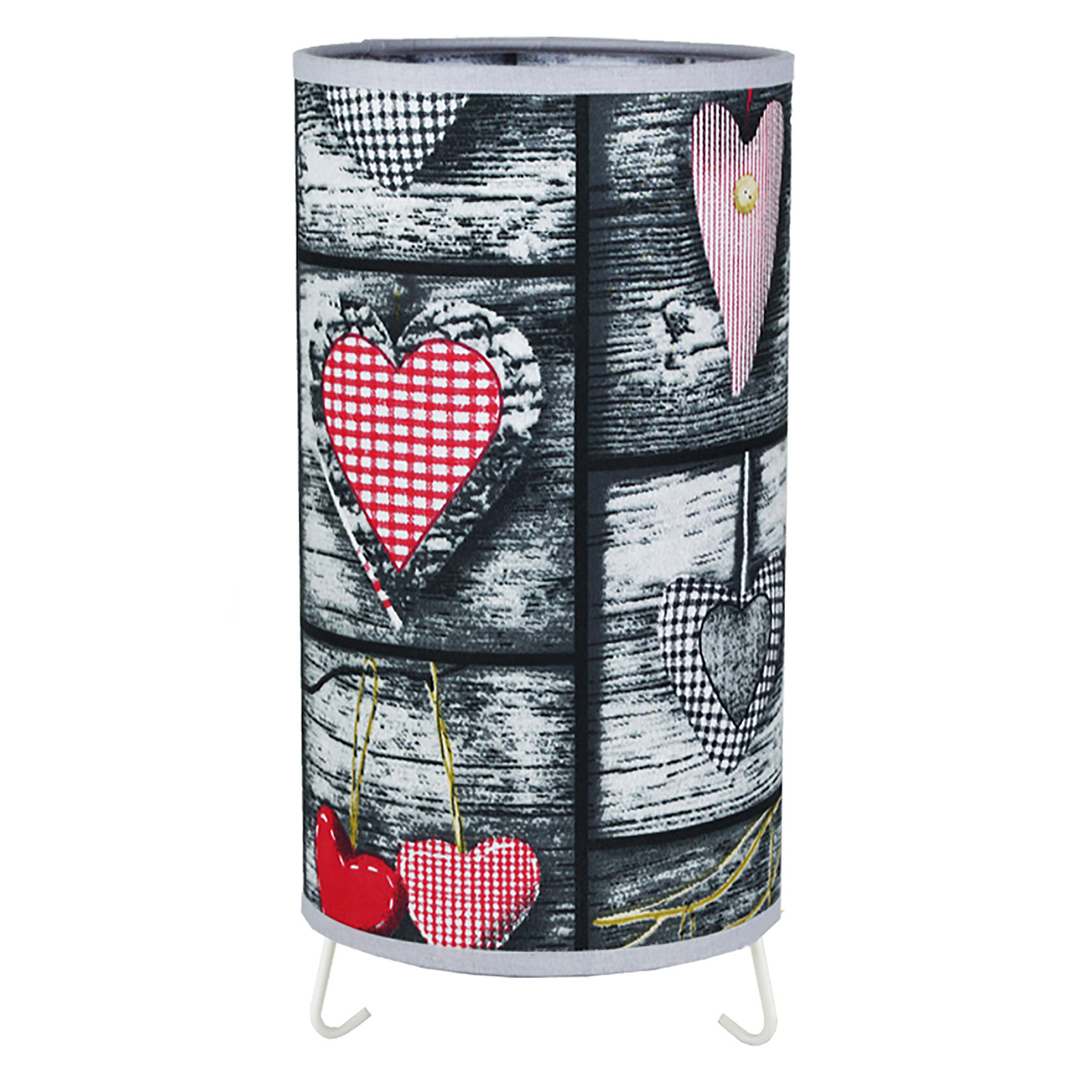 DUOLLA Hearts table lamp, for Living / Dining Room, synthetic fibre fabric, E14, 40 W, energy efficiency: A++, H: 22 cm