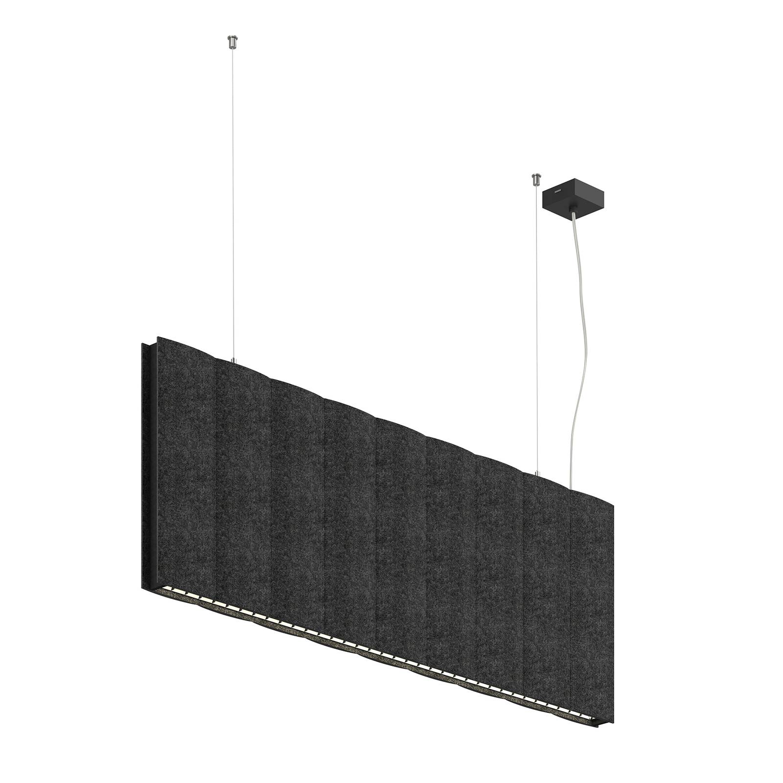 Arcchio Faoma LED office pendant light, grey felt, for Workroom / Office, cotton felt, aluminium, 27 W, L: 110 cm, W: 5.5 cm, H: 40 cm
