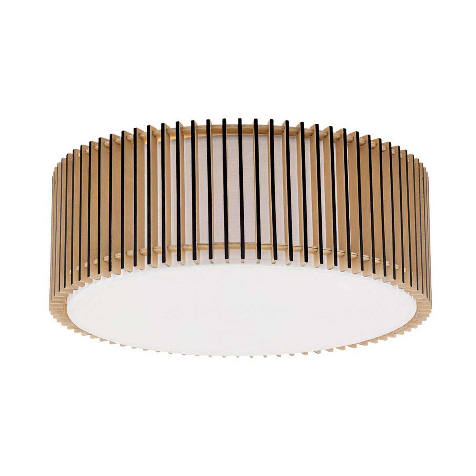 Deckenleuchte Tarta, Ø 50 cm, Holz, Textildiffusor, 4 x E27