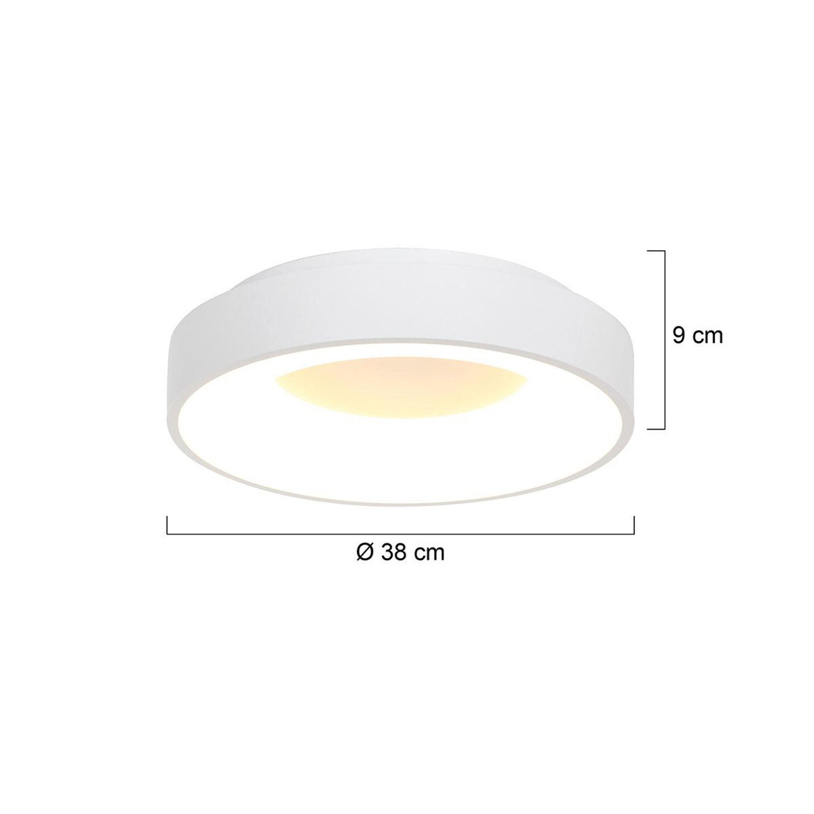 Plafonnier LED Ringlede, 2.700 K, Ø 38 cm, blanc, métal