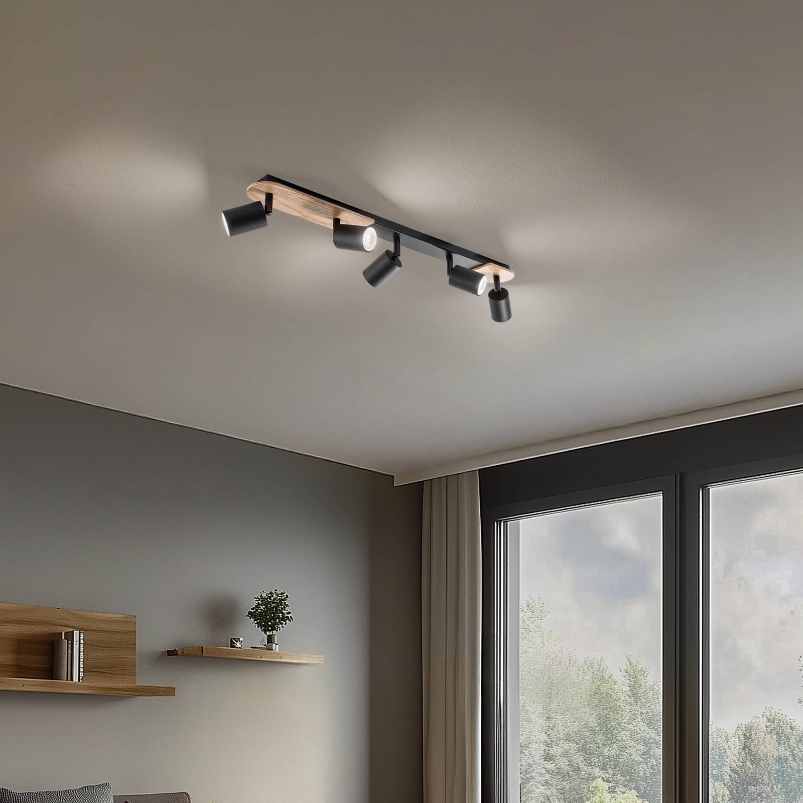 Deckenspot Cover Wood, fünfflammig günstig online kaufen
