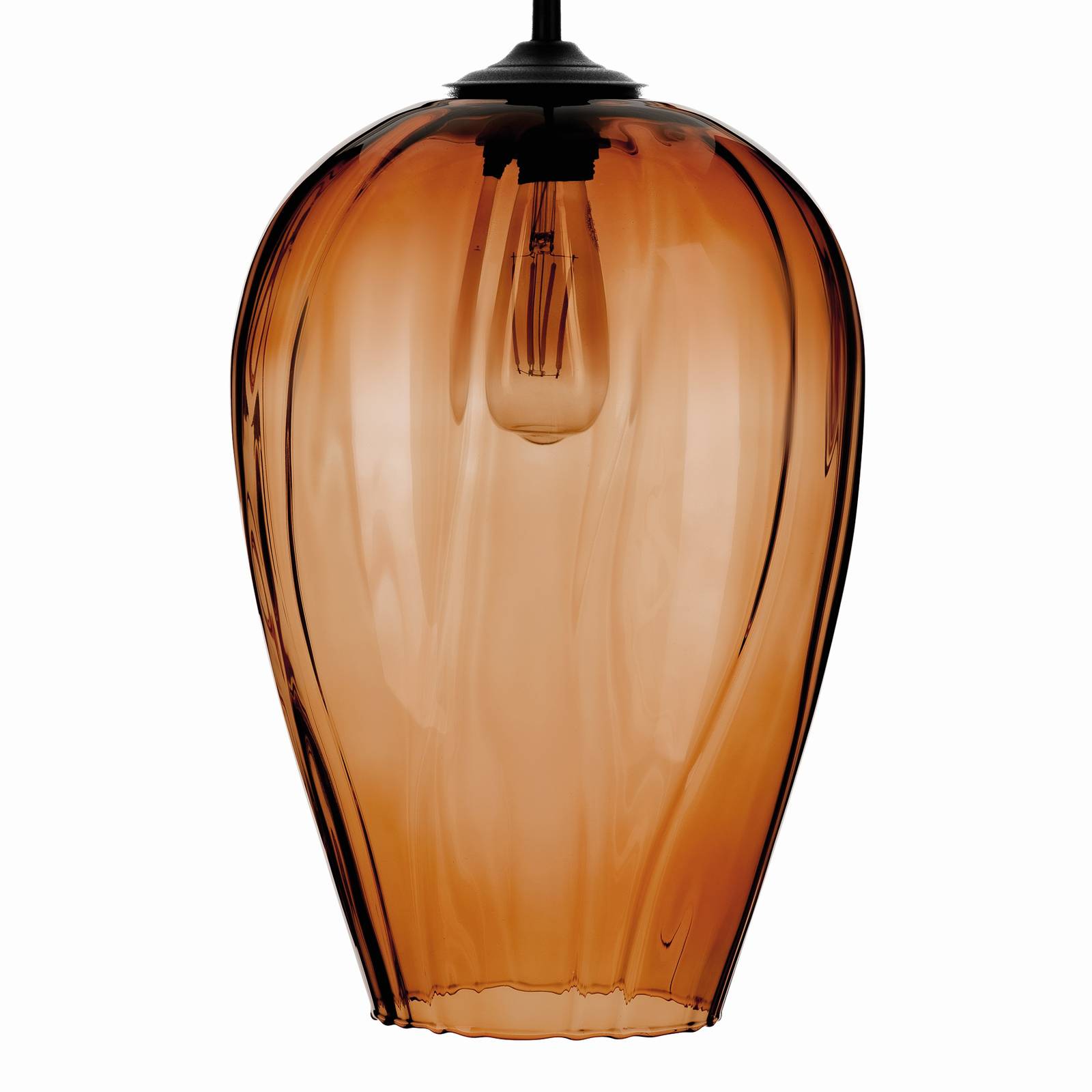 Függő lámpa Linkeus I üveg ernyő borostyán Ø 26 cm