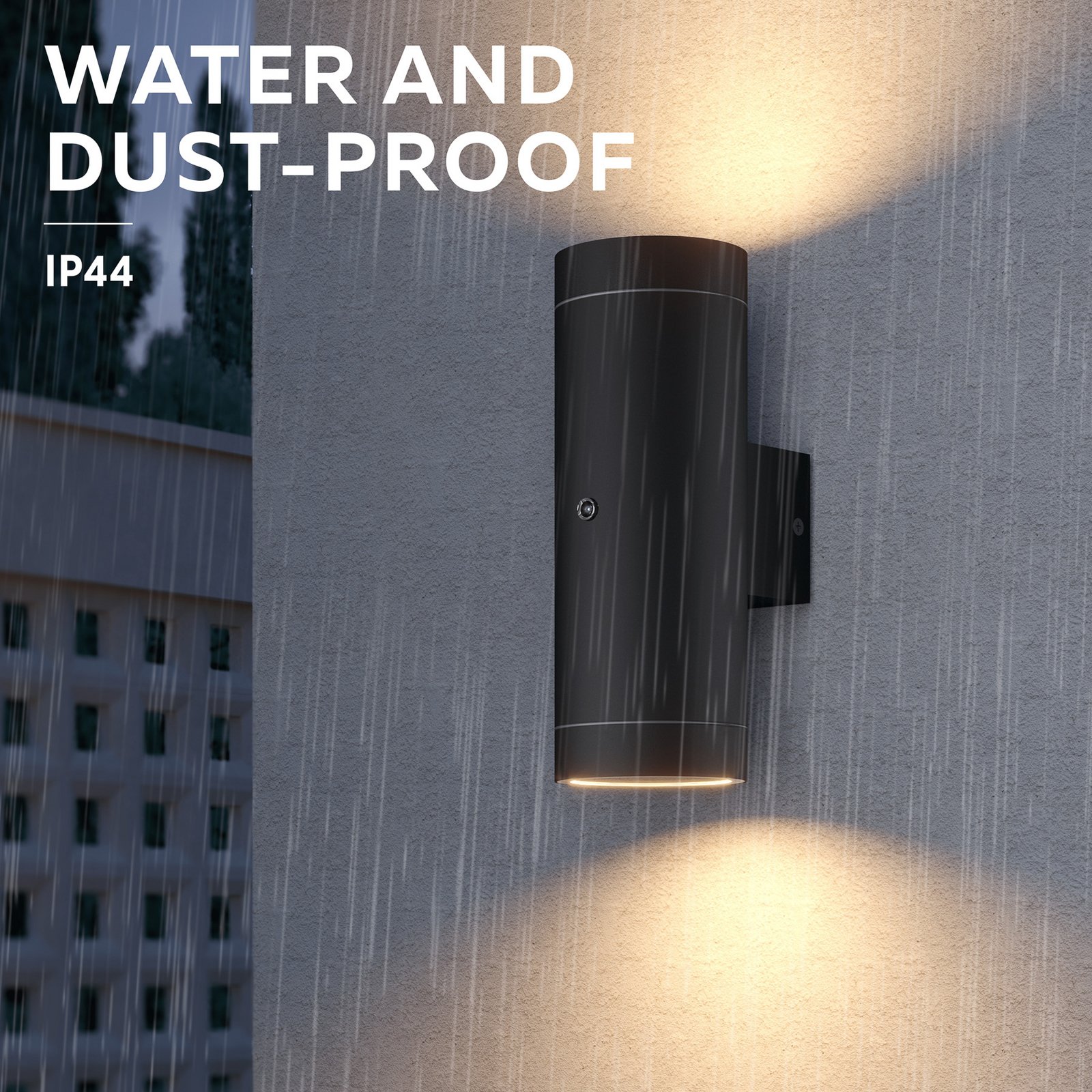 Calex Pavia GU10 outdoor wall light, up/down, black, sensor