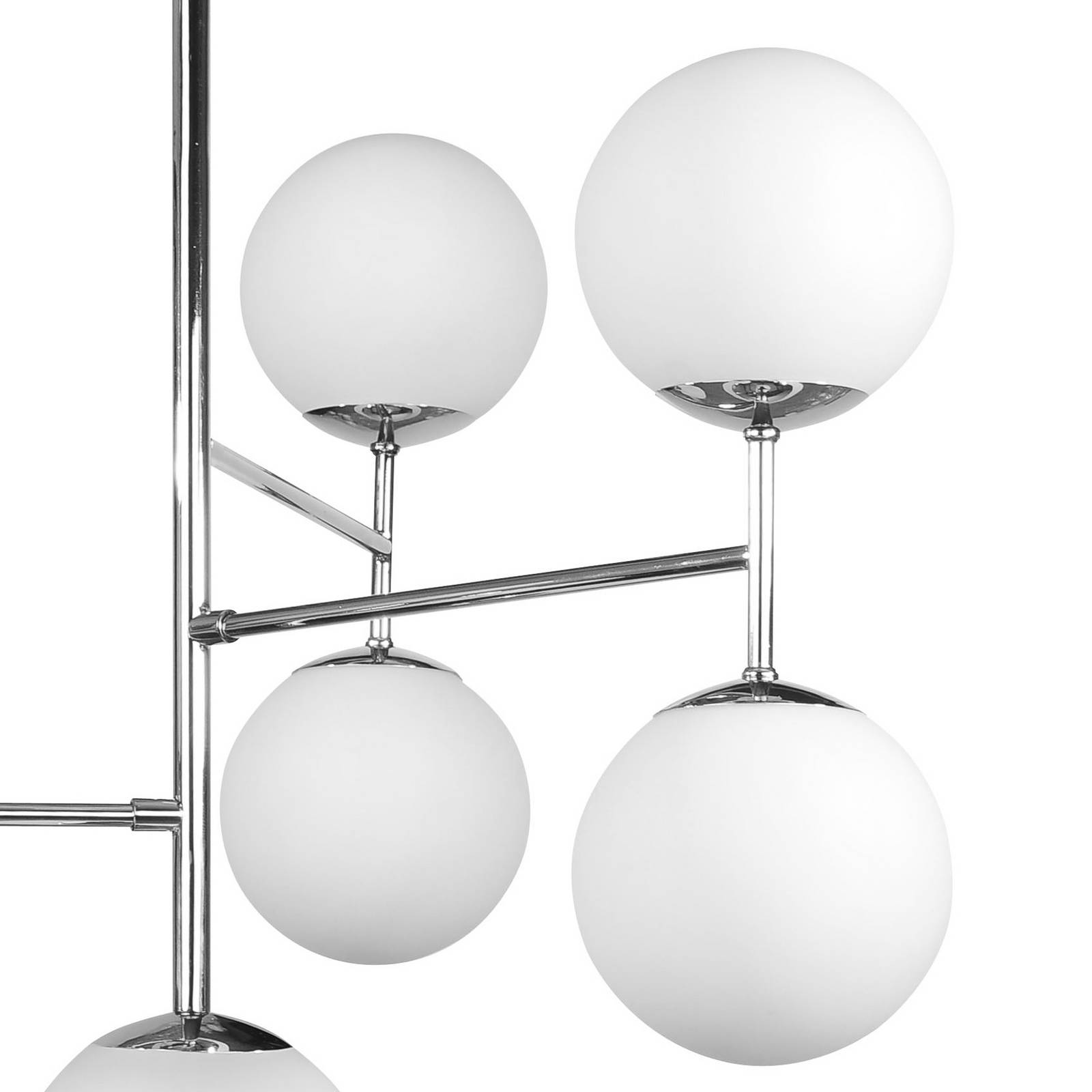 Deckenlampe Korek, chrom/weiß, Glas, 75 cm, 7-flg., E14 günstig online kaufen