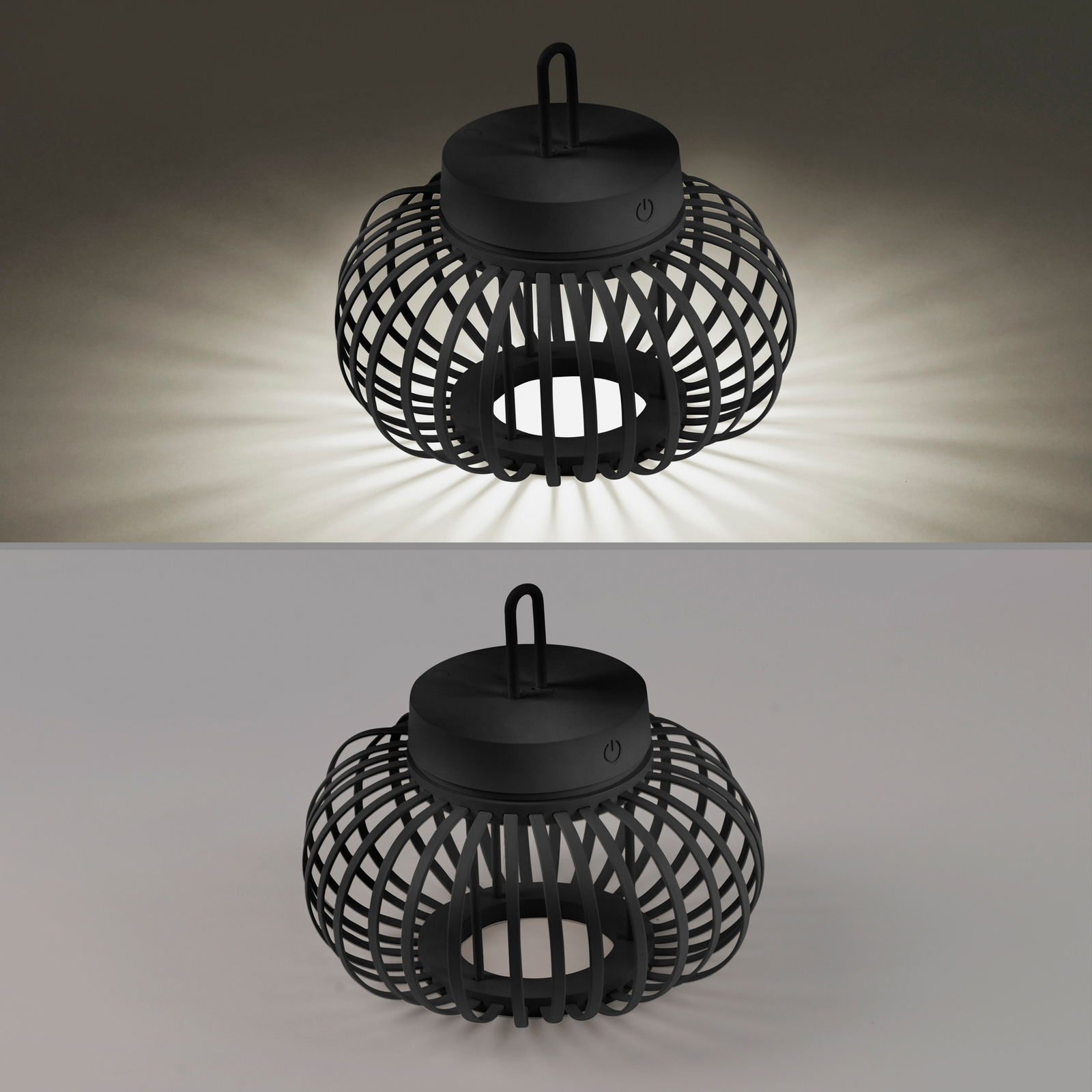 JUST LIGHT. Akuba LED lampă de masă reîncărcabilă negru 22 cm bambus