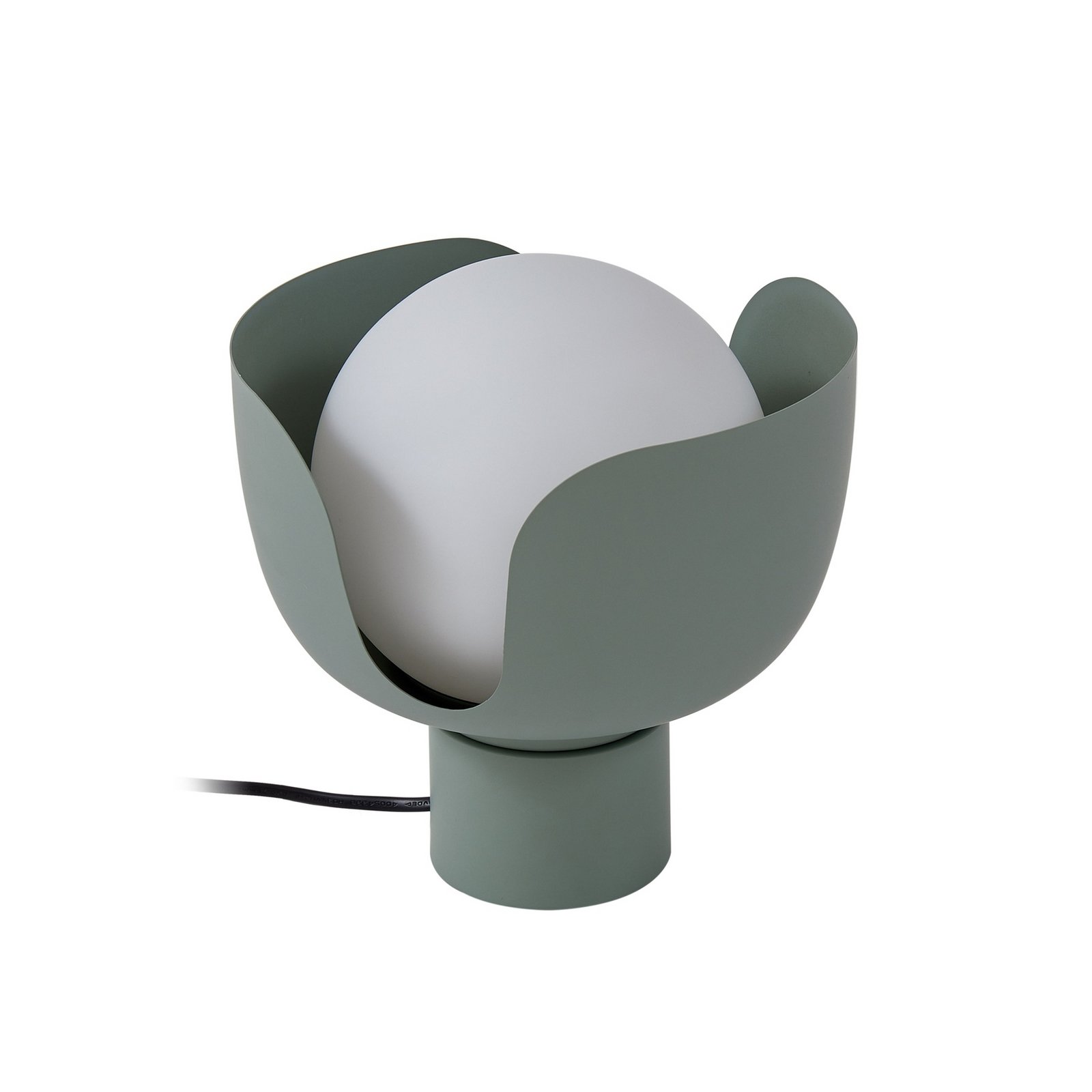 Lindby table lamp Fiora, green, glass, metal, Ø 20 cm