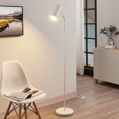 Lampa stojąca Lindby Karoli, biały, 145cm, metal, elastyczne ramię