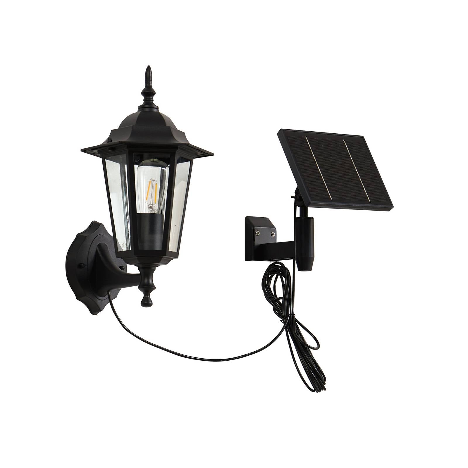 Lindby LED-Solarwandleuchte Sayata, schwarz, Alu, Laterne