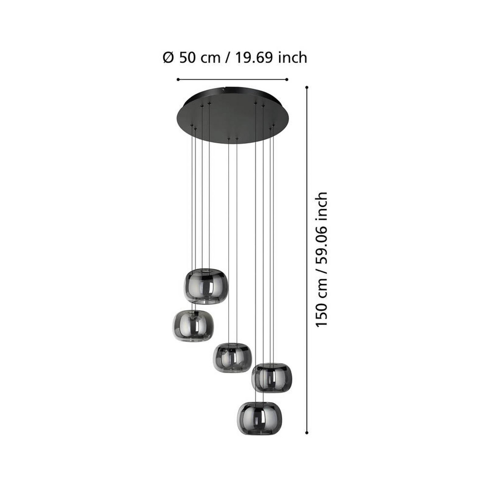 EGLO LED hanglamp HORTUNAS, Ø 50 cm, 5-lamps, zwart EGLO LED hanglamp HORTUNAS, Ø 50 cm, 5-lamps, zwart