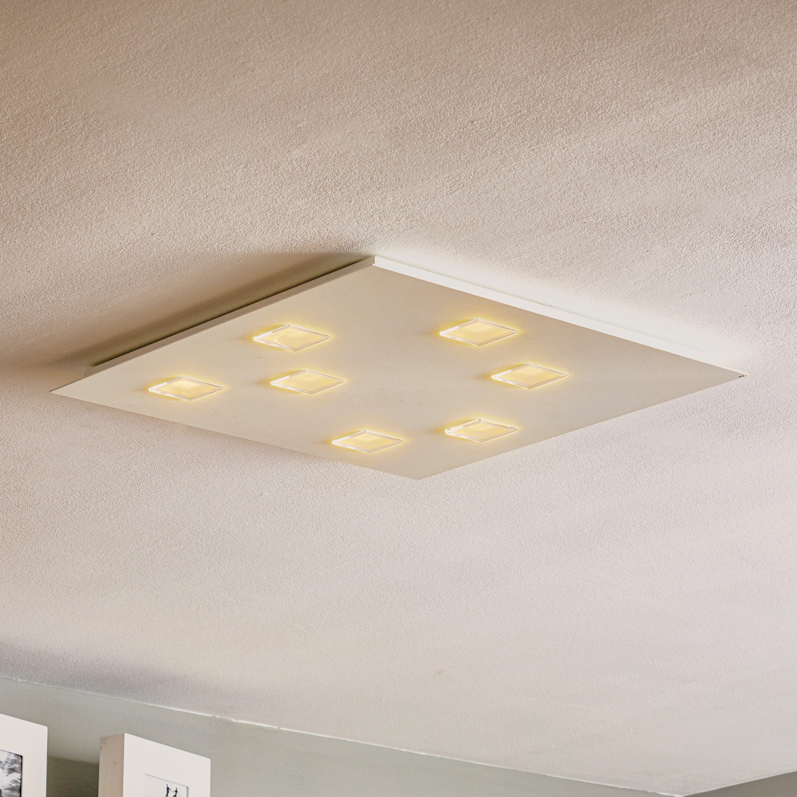 Bright Quarter LED ceiling light in white